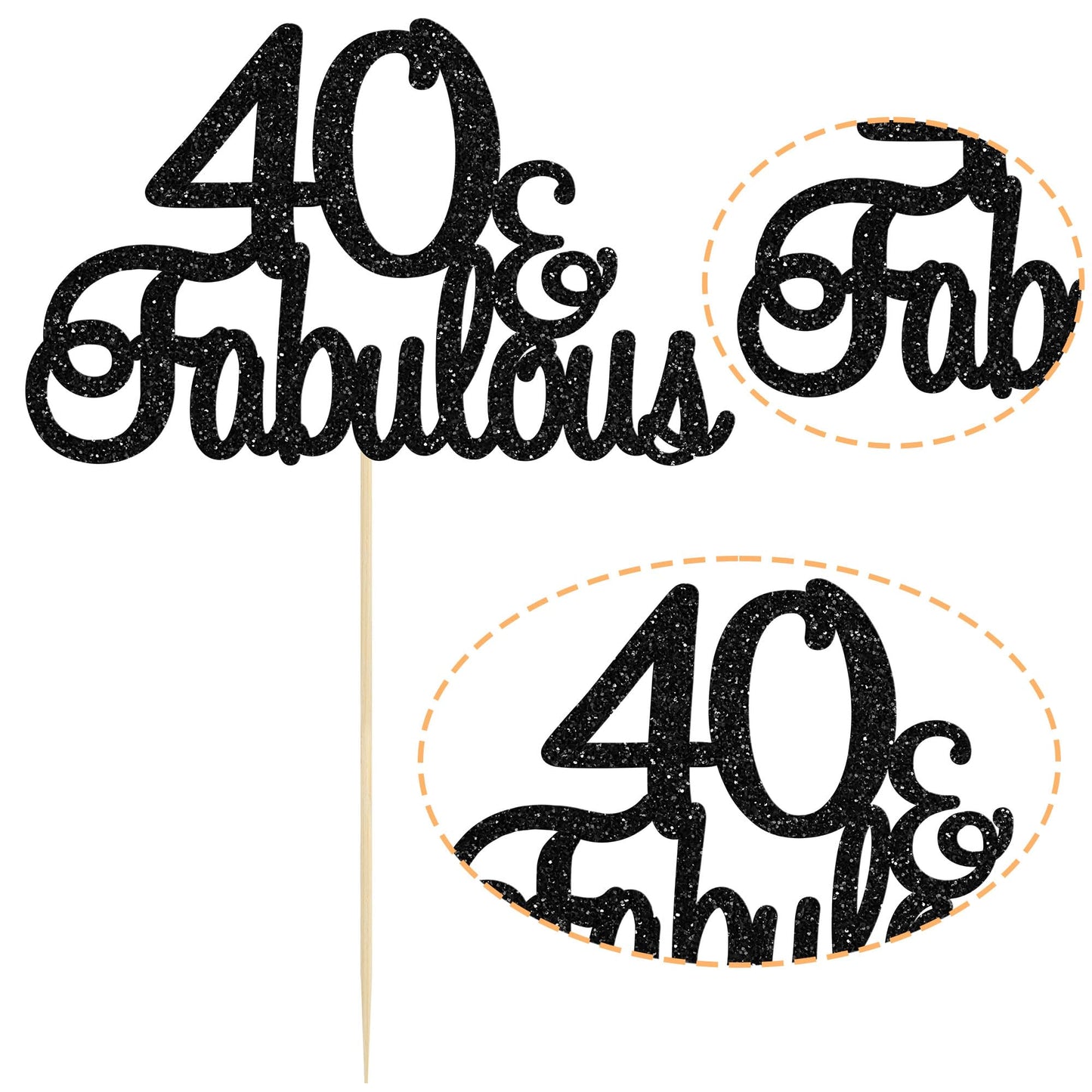 Gyufise 1Pcs 40 & Fabulous Cake Toppers Black 40 And Fabulous Cake Toppers For Happy 40Th Birthday Cheers To 40 Party Decoration