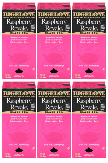 Bigelow Raspberry Royale Tea Bags 28-Count Boxes (Pack Of 6) Black Tea Bags All Natural Gluten Free Rich In Antioxidants