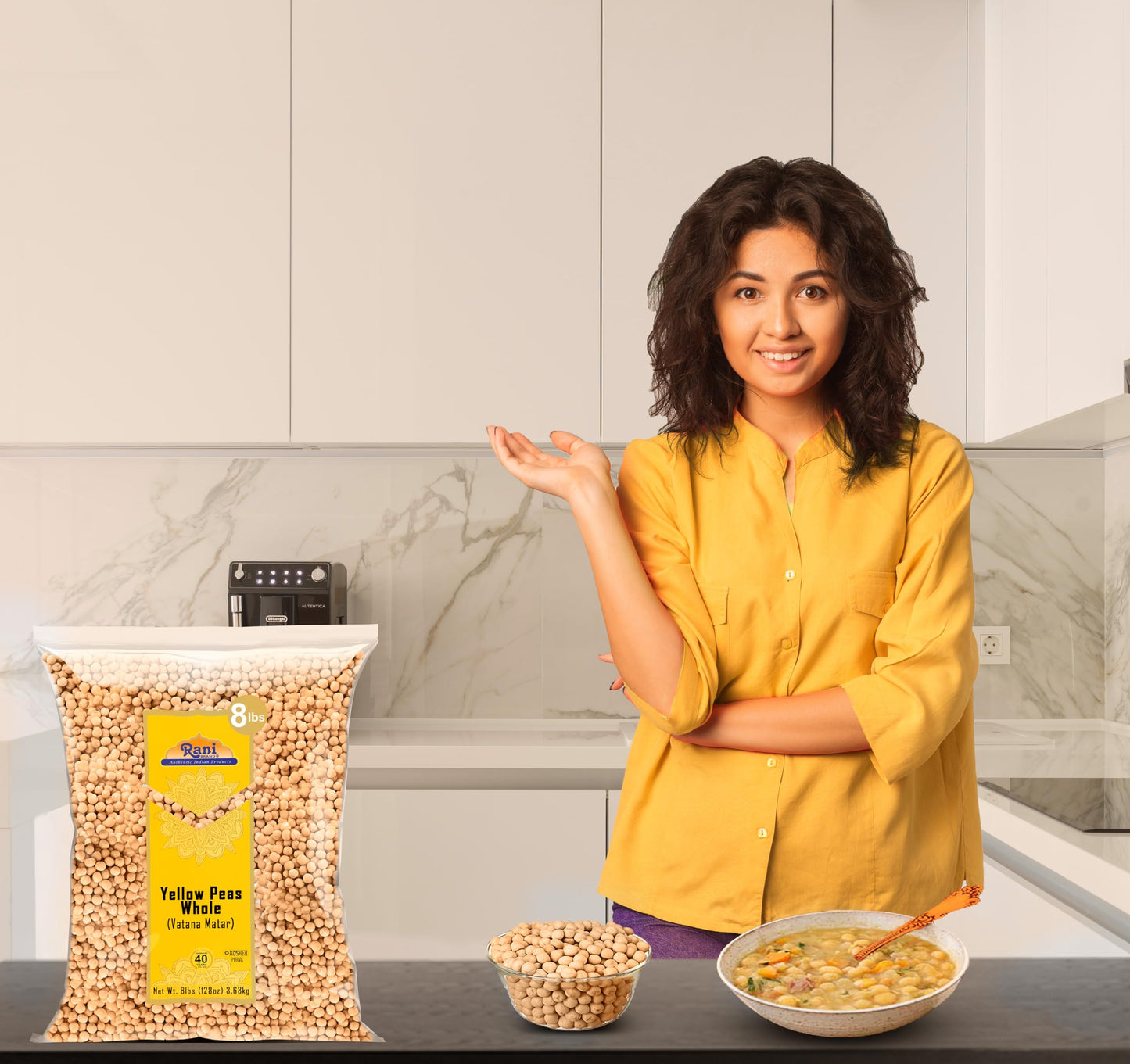 Rani Yellow Peas Whole, Dried (Vatana, Matar) 128Oz (8Lbs) 3.63Kg Bulk ~ All Natural | Vegan | Kosher | Gluten Friendly | Produc