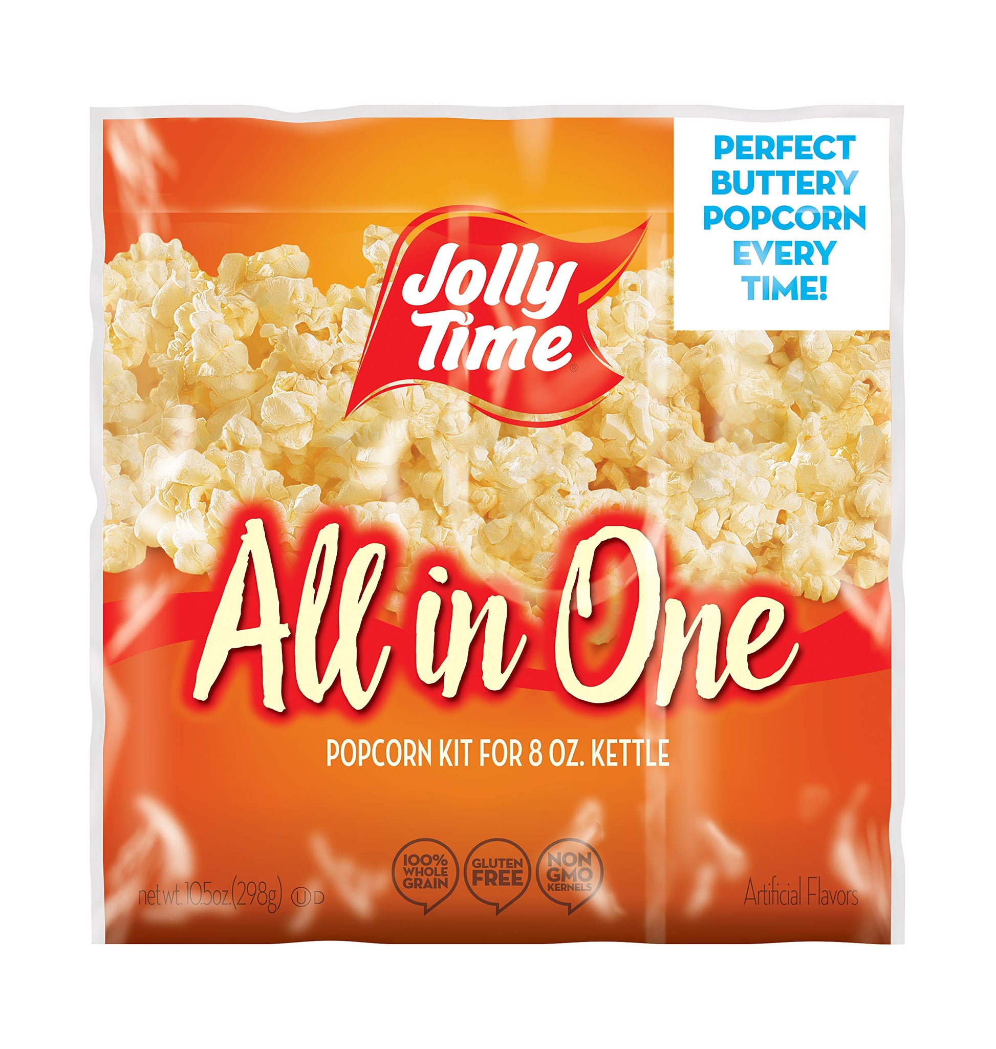 Jolly Time All in One Popcorn Kit, Portion Packets with Kernels, Oil, Salt, 24 Pack, 10.5 Ounce