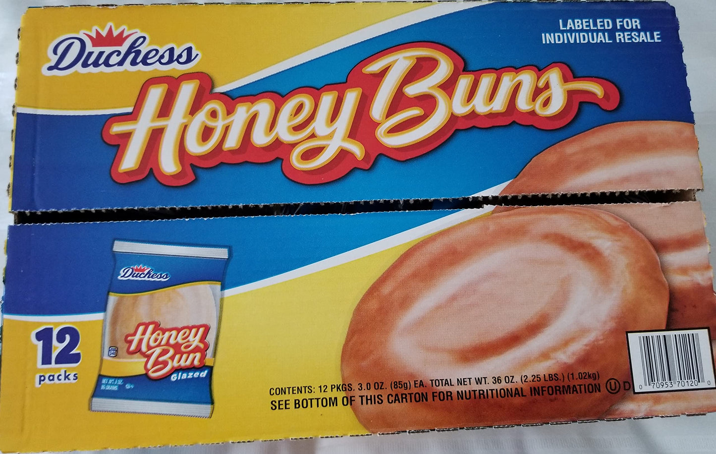 Duchess Honey Buns - Soft Baked Snack Treats, 36 Ounce (Pack of 1), Model 479148