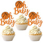 24 Pcs Basketball Oh Baby Cupcake Toppers Glitter Baby Shower Basketball Cupcake Picks For Basketball Sports Theme Baby Shower K