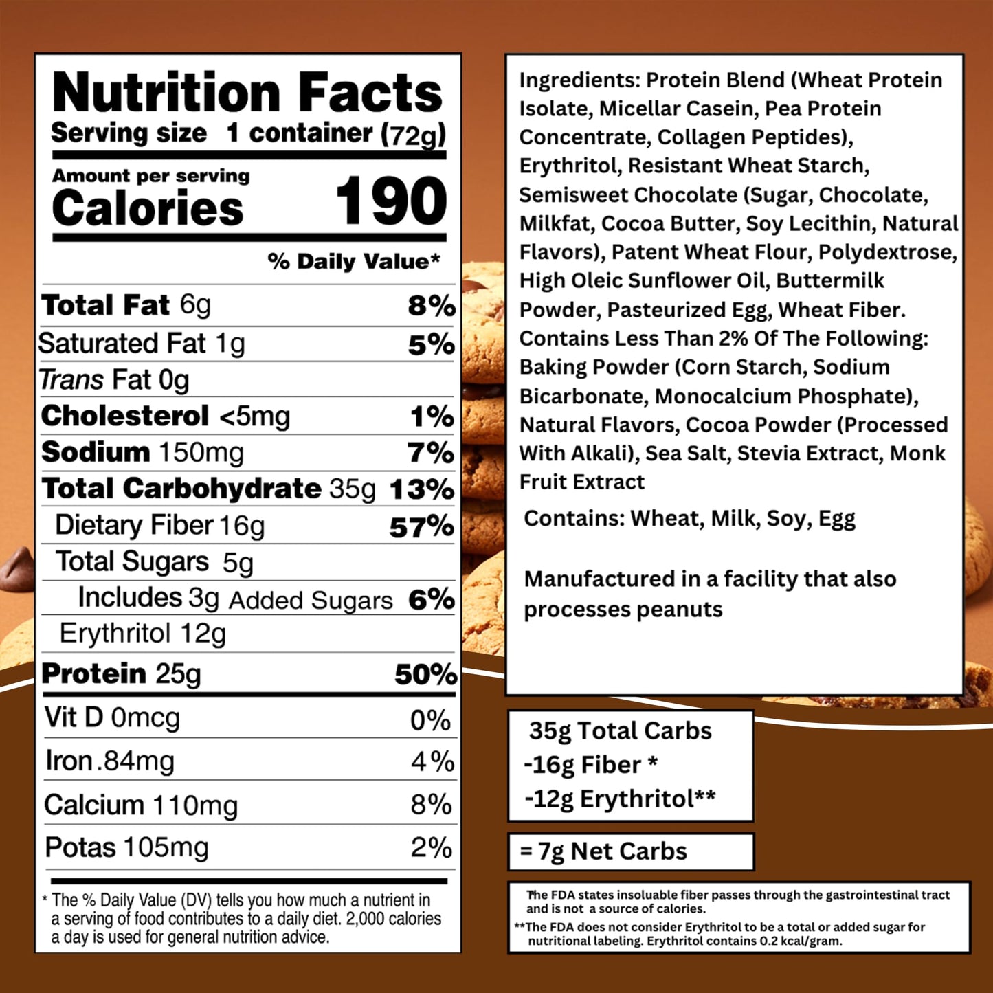 Bootylicious | High-Protein Muffin | 25g Protein  7g Net Carbs  1.86-1.76oz Cup  12-Pack (Chocolate Chip)