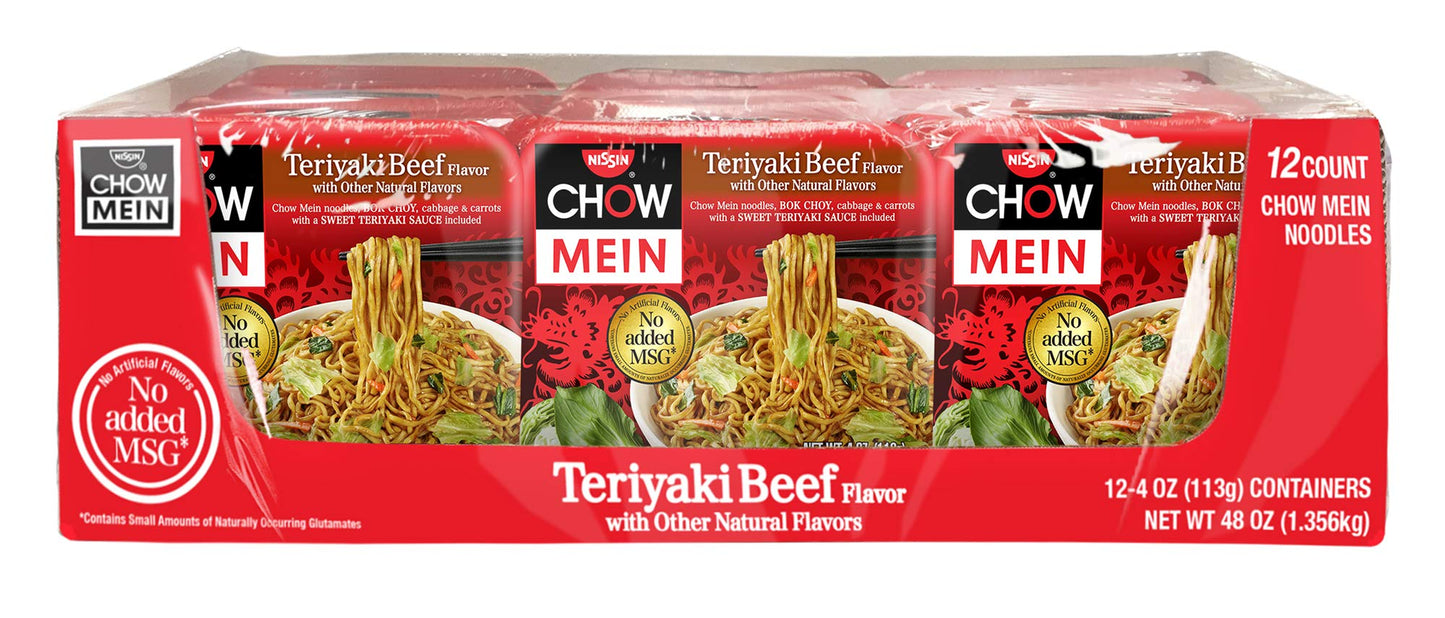 Nissin Chow Mein Premium Teriyaki Beef, 4.0 Ounce (Pack of 12)