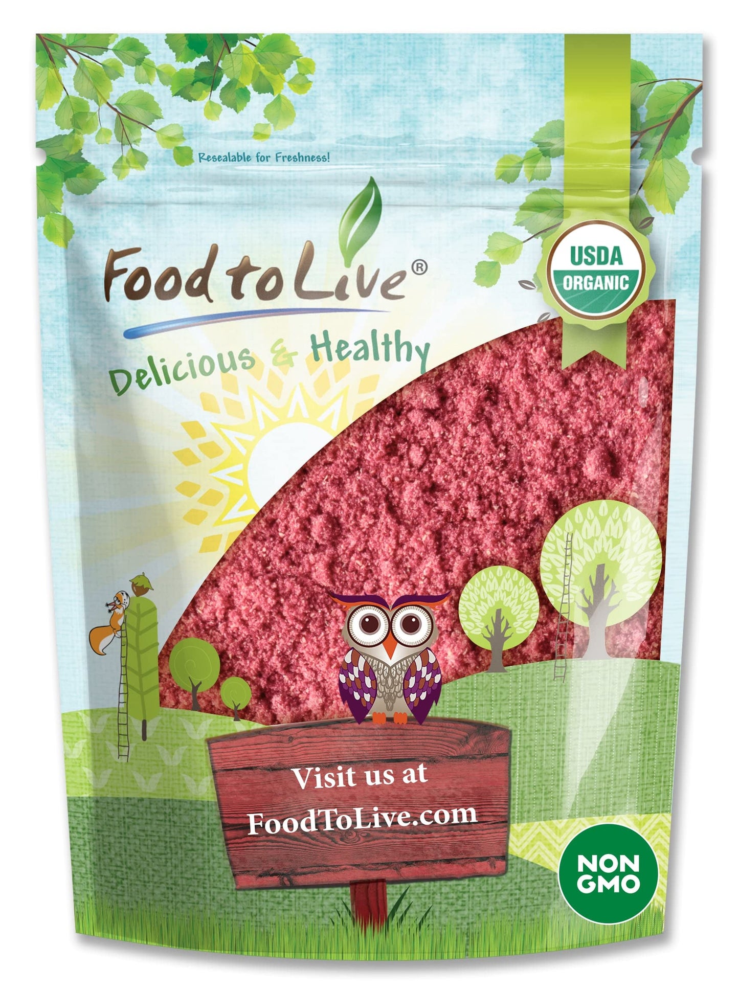 Food to Live Organic Strawberry Powder, 1.5 Pounds - Non-GMO, Freeze-Dried, 100% Pure, No Additives, Vegan, Bulk. Easy to Mix. R