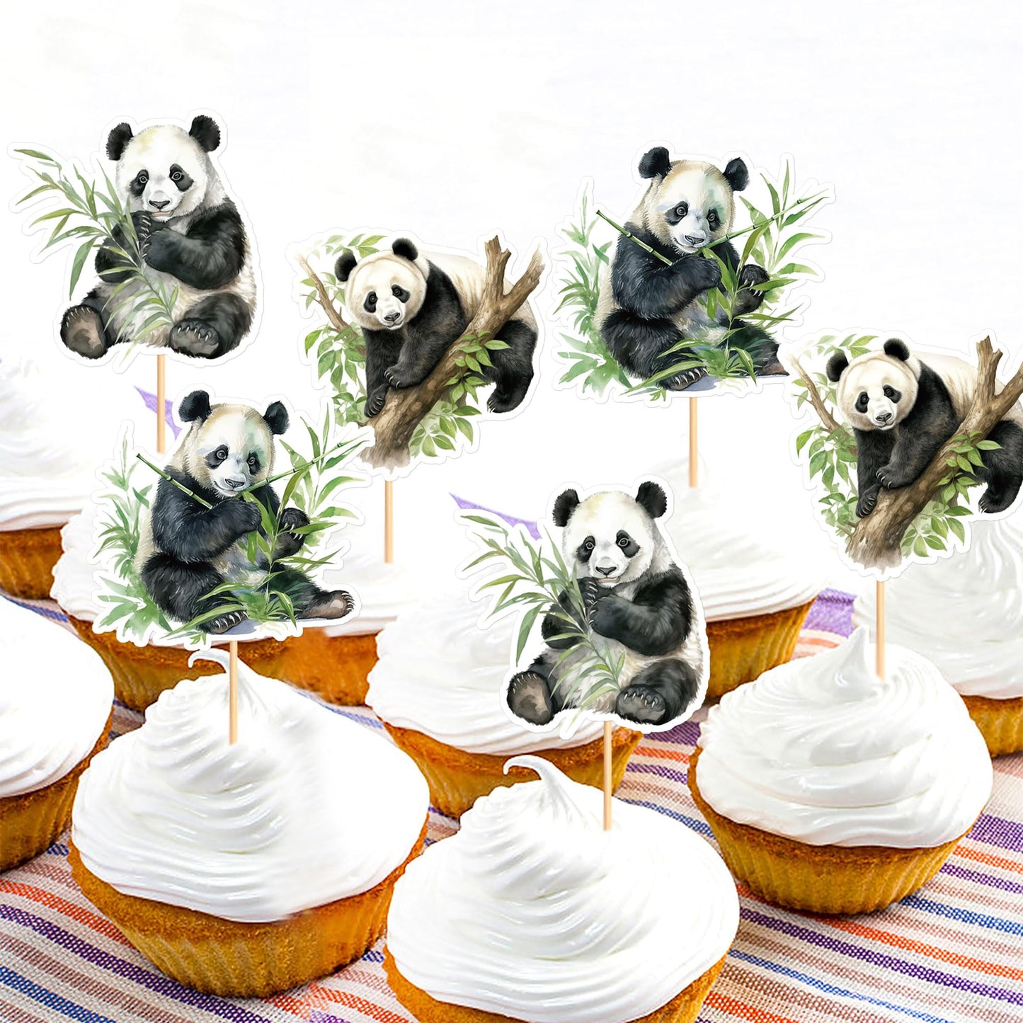 Ercadio 24 Pack Panda Cupcake Toppers Panda Cupcake Picks Animal Cupcake Picks Panda Birthday Cupcake Decorations For Baby Showe
