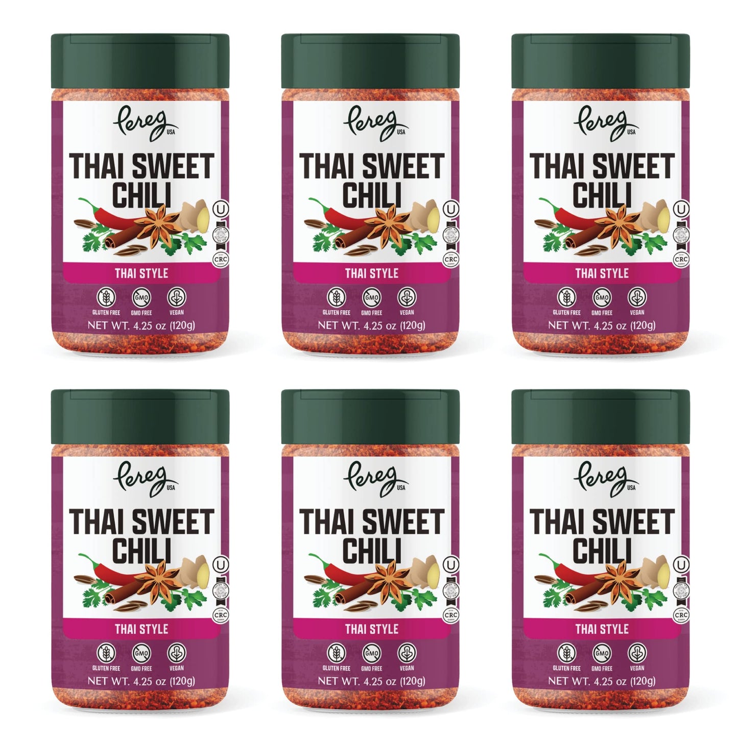 Pereg Mixed Spices - Thai Sweet Chili Seasoning Mix (4.25 Oz x 6 Pack) - Exotic Flavors - Thai Chili Style Spice Blends - No Art