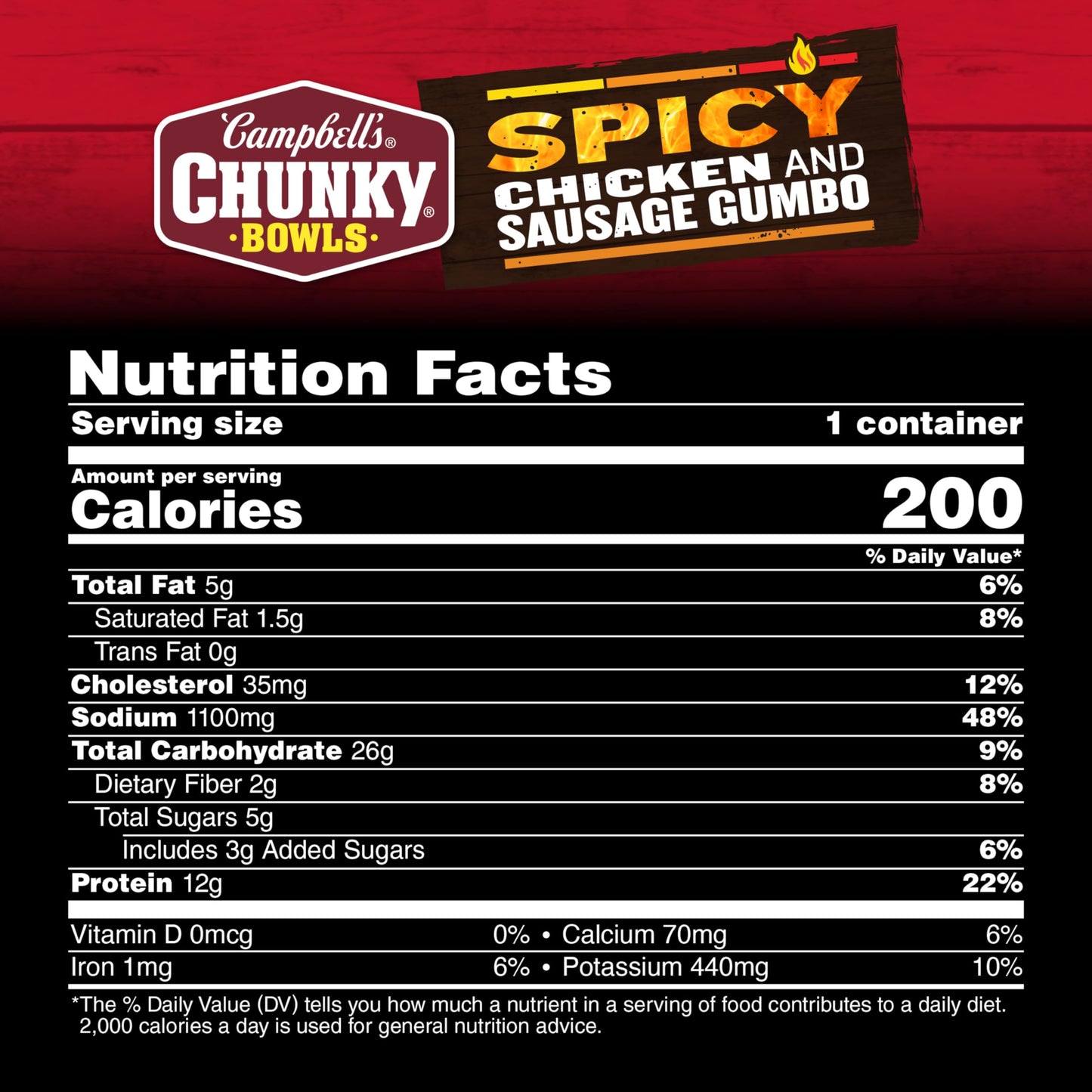 Campbells Chunky Soup, Spicy Chicken & Sausage Gumbo Soup, 15.25 oz Microwavable Bowl (Case of 8)