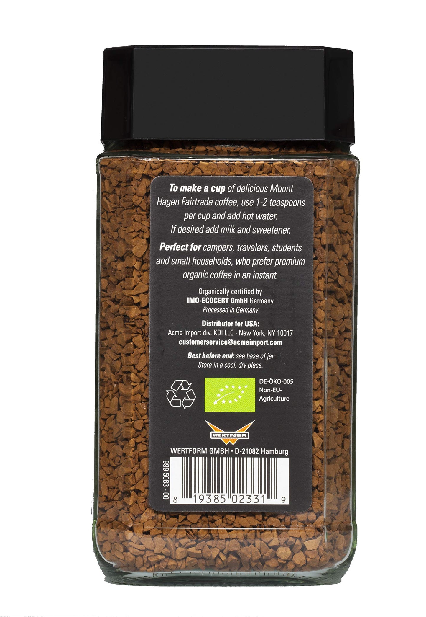 Mount Hagen 3.53oz Organic Freeze Dried Instant Coffee | Eco-friendly Coffee Made From Organic Medium Roast Arabica Beans | Orga