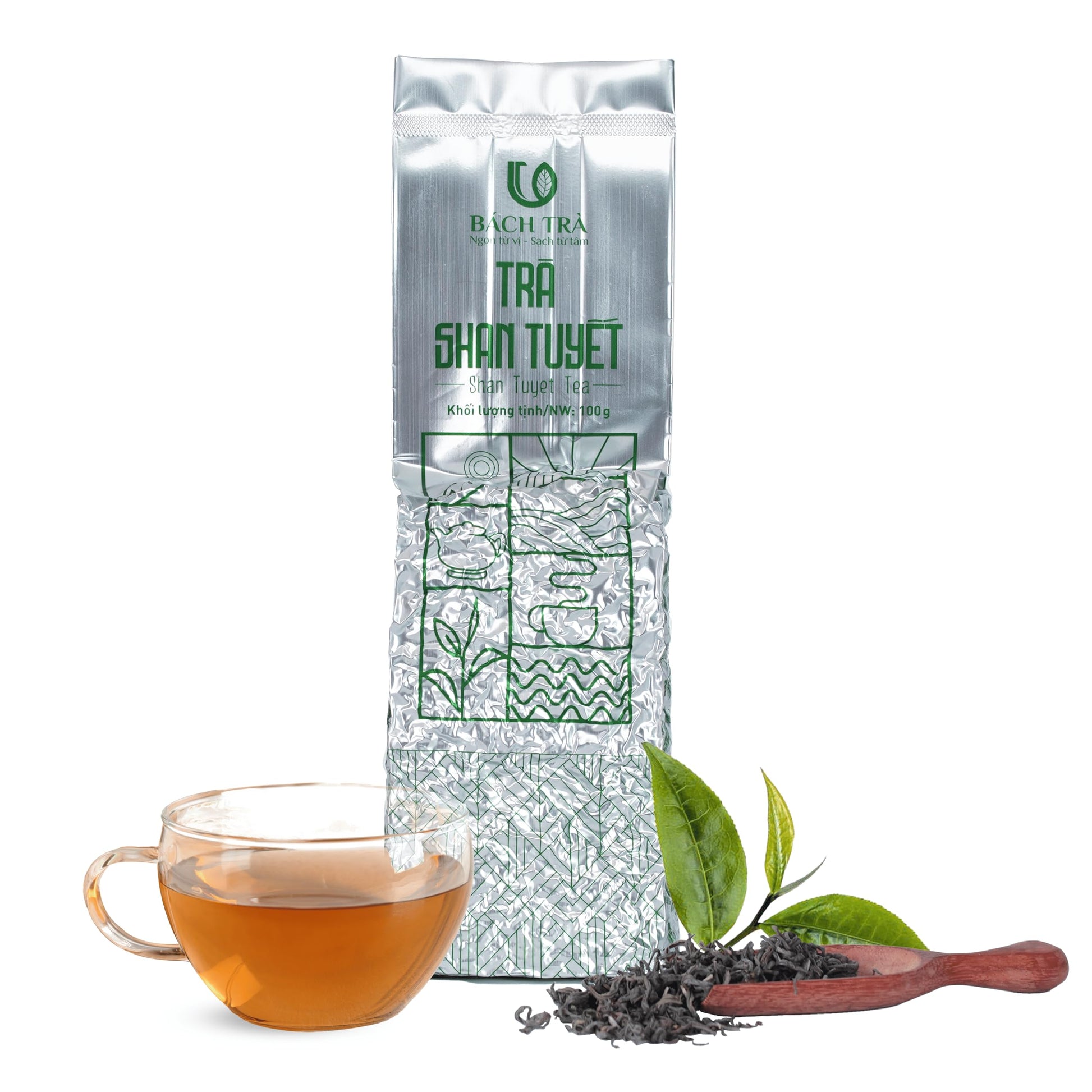 BACH TRA Snowshan White Tea – Shan Tuyet Tea Leaf, 3.53 Oz – Vacuum-Sealed, Naturally Smooth & Aromatic, No Sugar Added