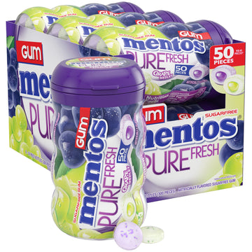 Mentos Pure Fresh Sugar-Free Chewing Gum With Xylitol, Grape Medley, 50 Piece Bottle (Bulk Pack Of 4)