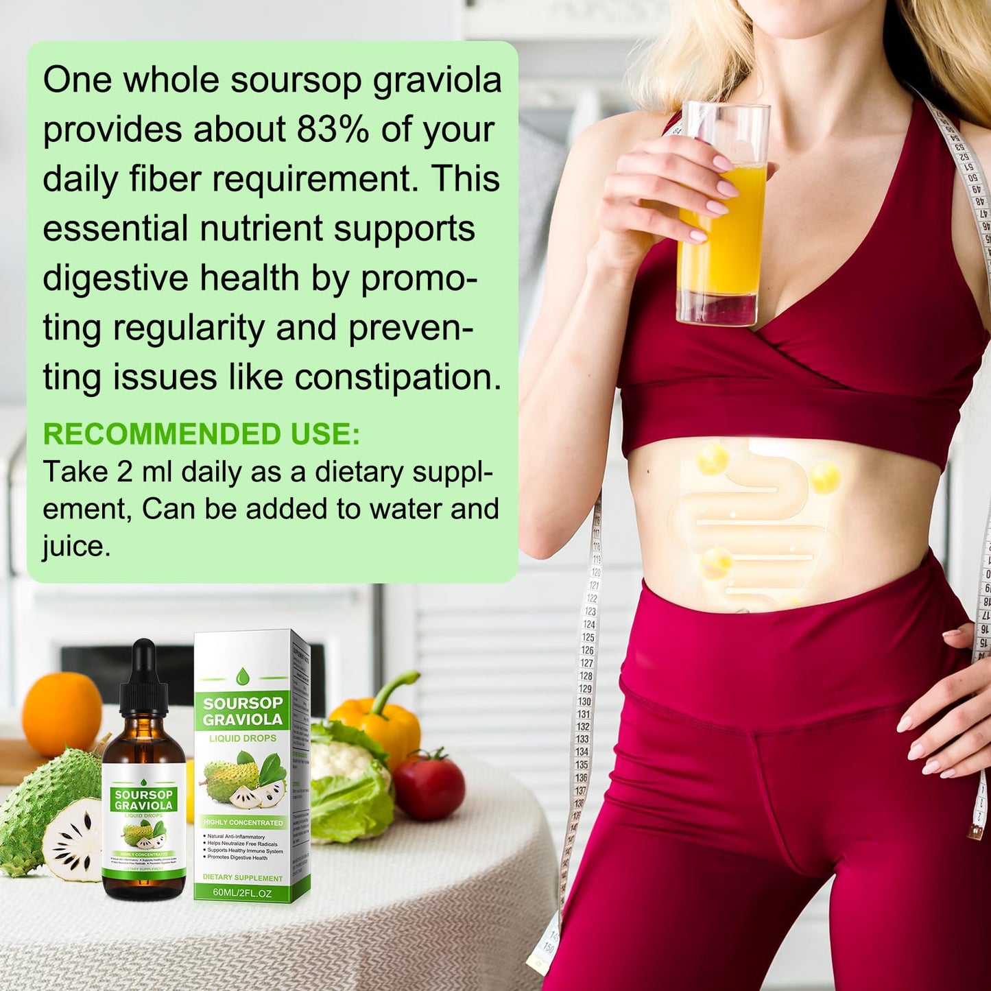 QJCWXIAOX Soursop Graviola Liquid Drop, Nature Soursop Extract Liquid for Cell Support & Regeneration, Immunity, Liver & Antioxi