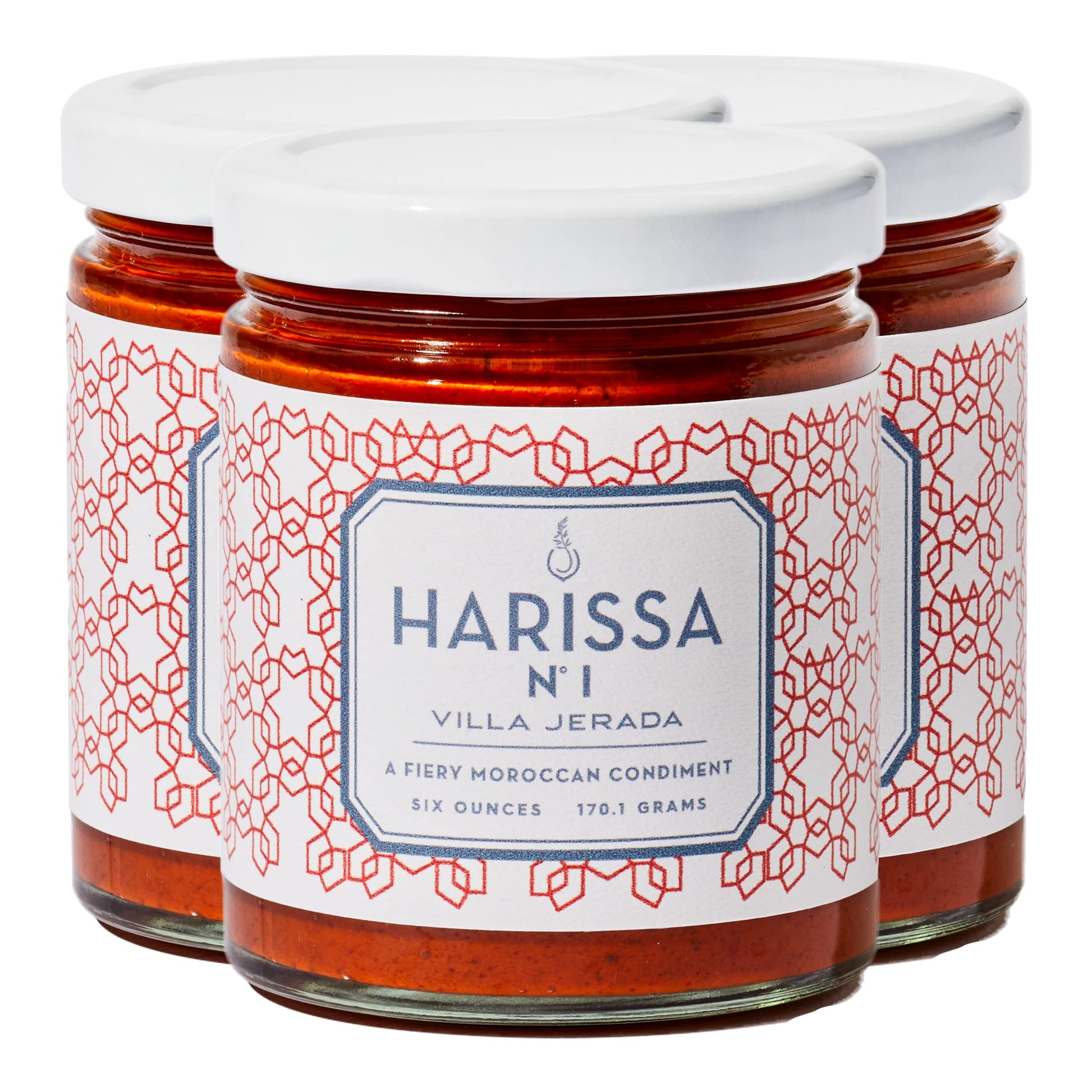 Villa Jerada, Harissa No. 1, Fiery Moroccan Condiment, Impart The Perfect Amount Of Savory, Tang, And Spice To Any Meal, 6 Oz (Harissa - 3 Jars)