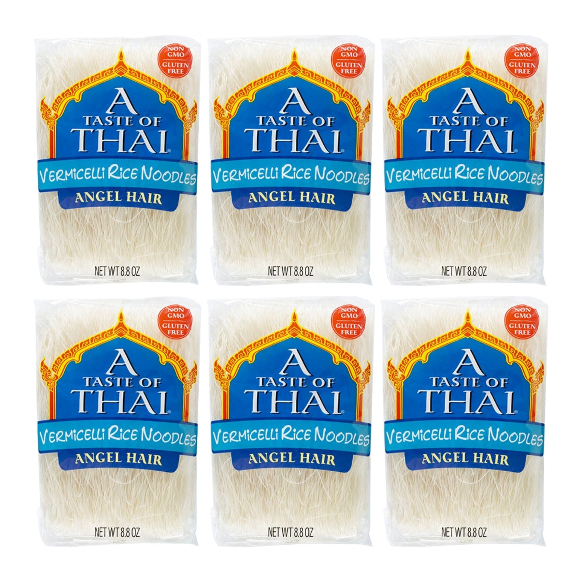 A Taste of Thai Vermicelli Rice Noodles - Gluten-Free, No Preservatives, 8.8oz Pack of 6
