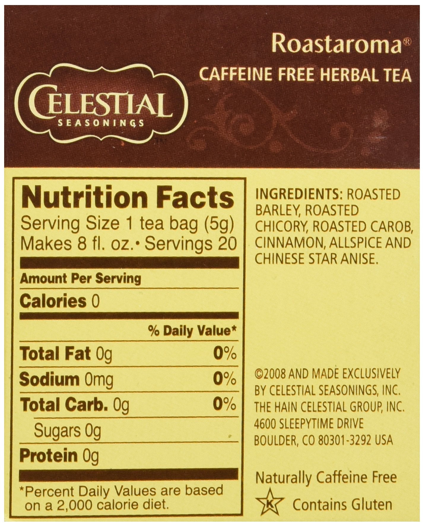 Celestial Seasonings Roastaroma Tea, 20 Count, Model 51634