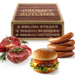 Grumpy Butcher Thick Juicy Variety Grill Christmas Gift For Dad – 2 Sirloin Steaks (6 Oz), 2 Jumbo Wagyu Burger Patties (8 Oz), 4 Big Wagyu Beef Hot Dogs (3 Oz) – Steak Meat Gift Basket Assortment