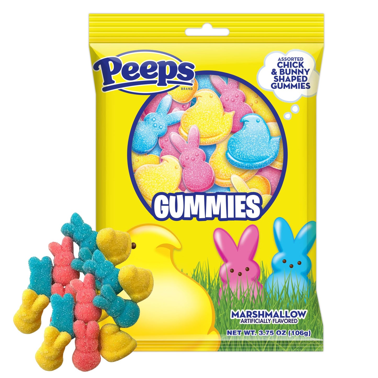 Peeps Lollipop Rings And Gummies, Multicolored Chick And Bunny Shaped Candy, Individually Wrapped Pieces (Pack Of 3)