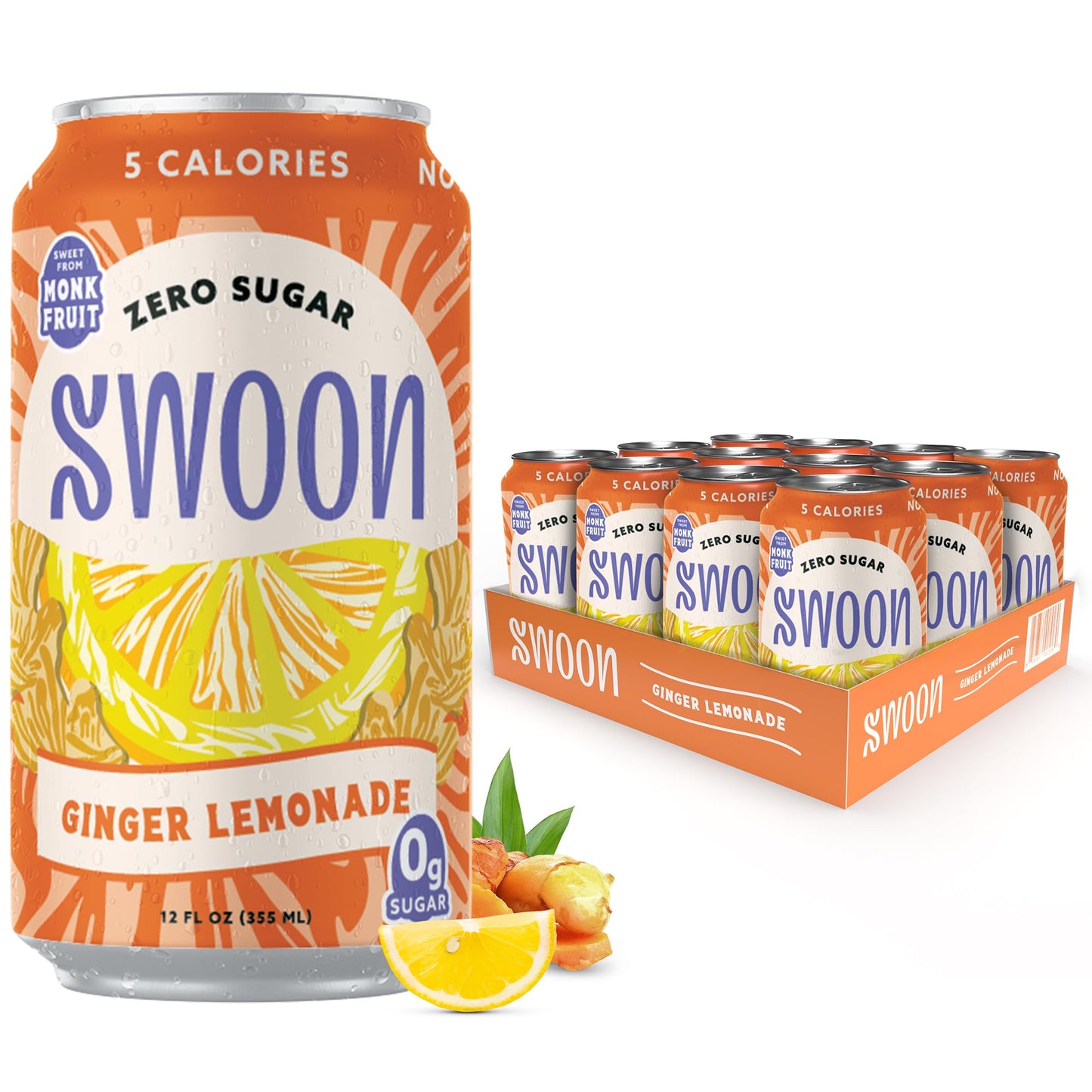 Swoon - Lemonade Ginger Zero Sugar - Case Of 12-12 Fz(D0102H540Xp)