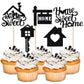 Rsstarxi Cupcake Toppers 30 Pack Paper Housewarming Decorations 2.8x4.6 inches Black Design 1