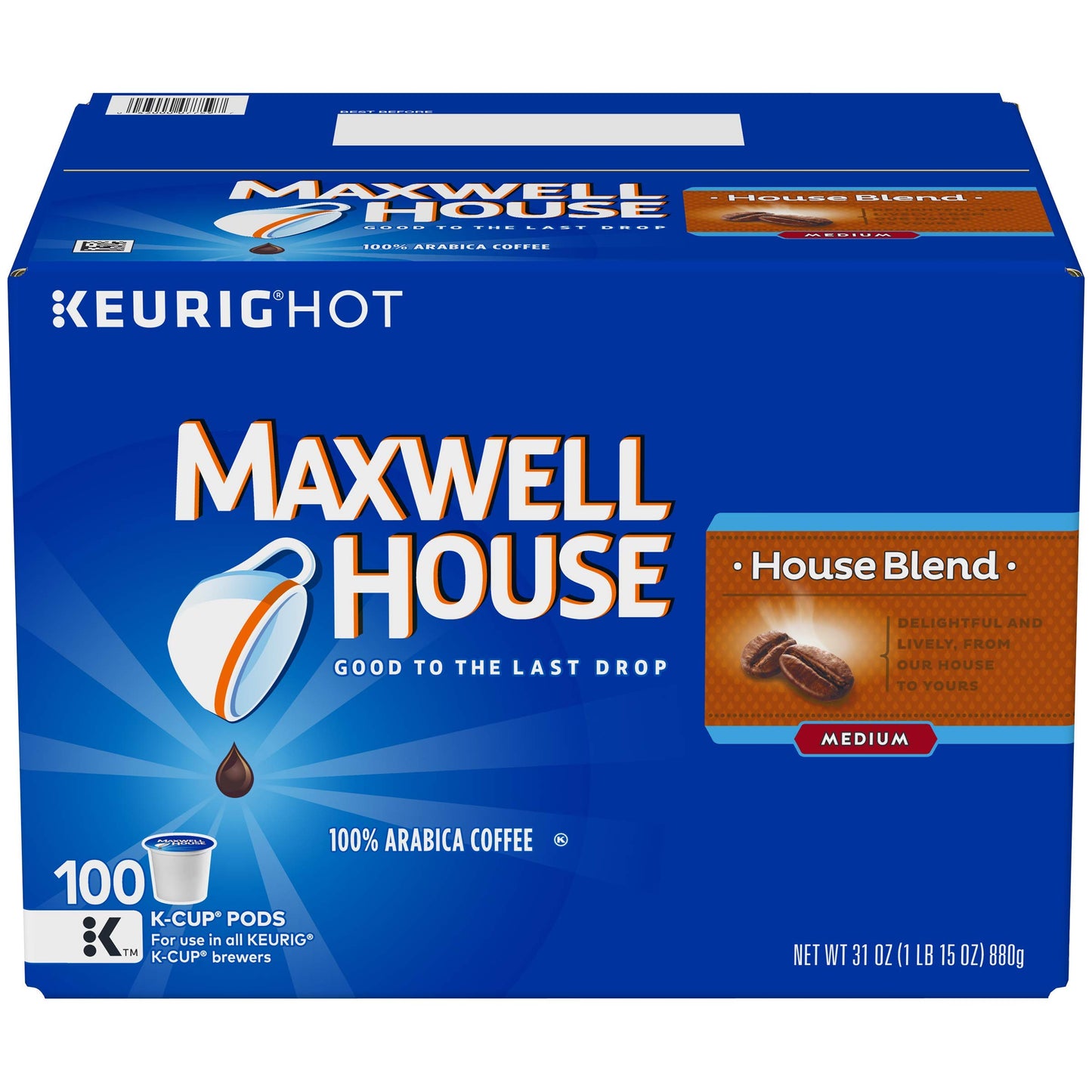 MAXWELL HOUSE K-Cup Coffee Pods House Blend Medium Roast 100 Count Brown