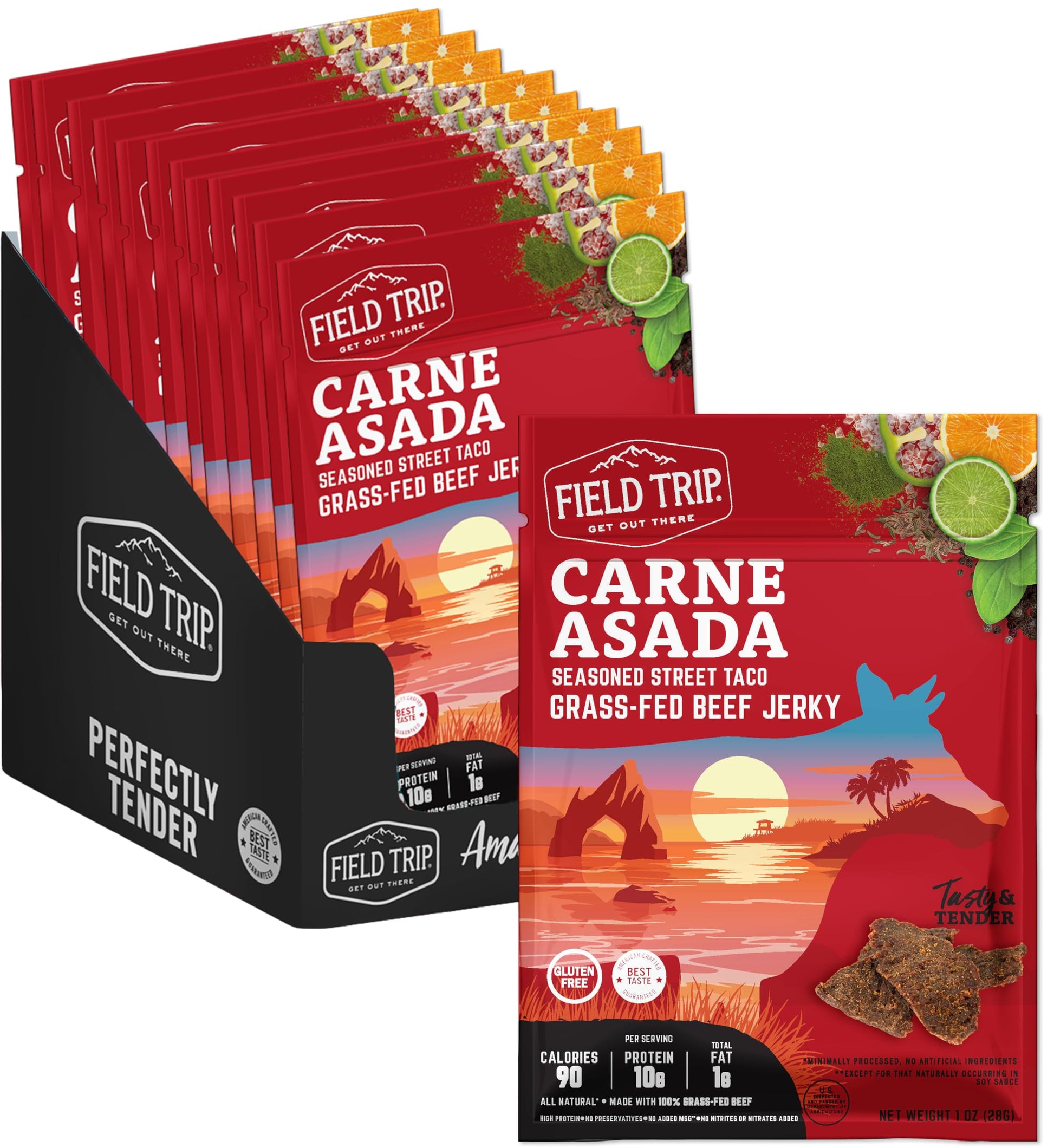 Field Trip Beef Jerky, Gluten Free, Paleo-Friendly, High Protein, Low Carb, 1oz Bag, 12 Pack
