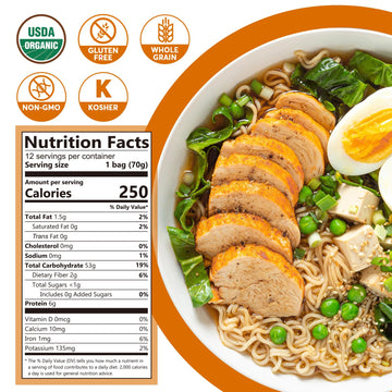 Onetang Organic Millet & Brown Rice Ramen Noodle, Gluten-Free Pasta, No Sodium Ramen, Whole Grain, Non-Gmo, Kosher, Vegan 2.47 O