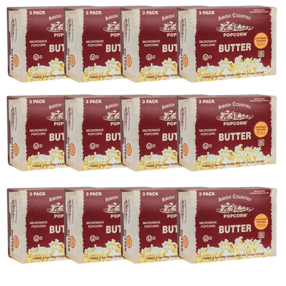 Amish Country Popcorn | Old Fashioned Microwave Popcorn | Ladyfinger Butter - 36 Bags | Non-GMO, Gluten Free, Microwaveable and 