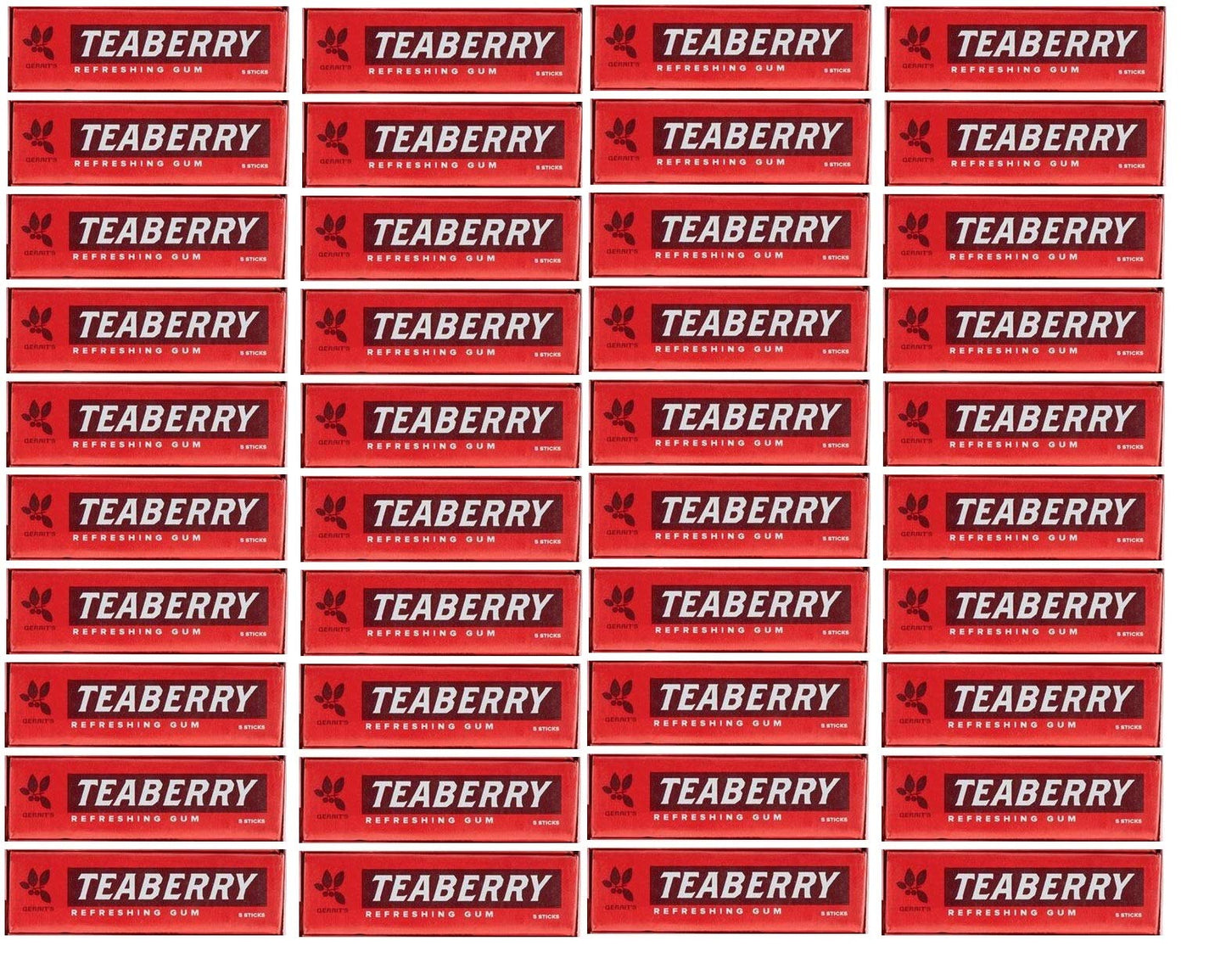 FOTE HOME GOODS Teaberry Chewing Gum - Classic Retro Flavor, 5 Count Pack of 40, Red