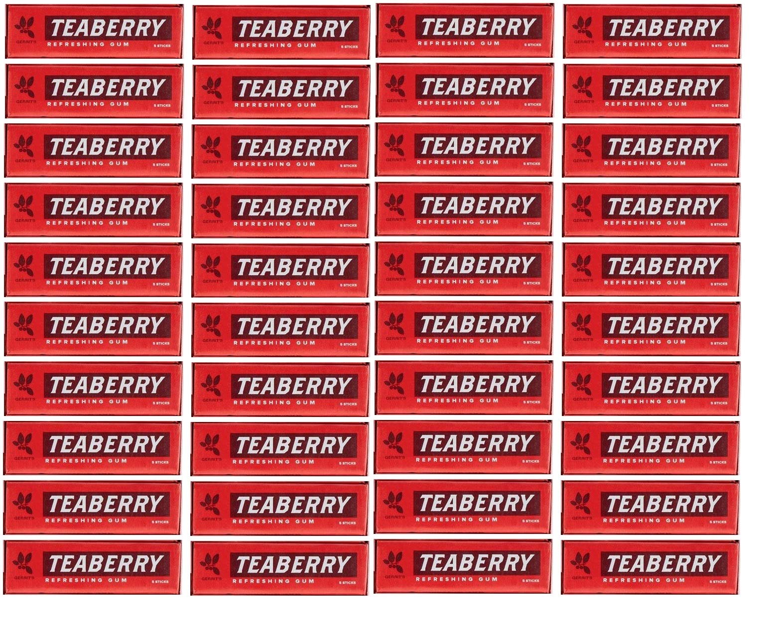 FOTE HOME GOODS Teaberry Chewing Gum - Classic Retro Flavor, 5 Count Pack of 40, Red