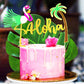 Laventy 2 Pcs Glitter Aloha Cake Topper Flamingo Cake Toppers Flamingo Happy Birthday Cake Decoration Tropical Hawaiian Luau The