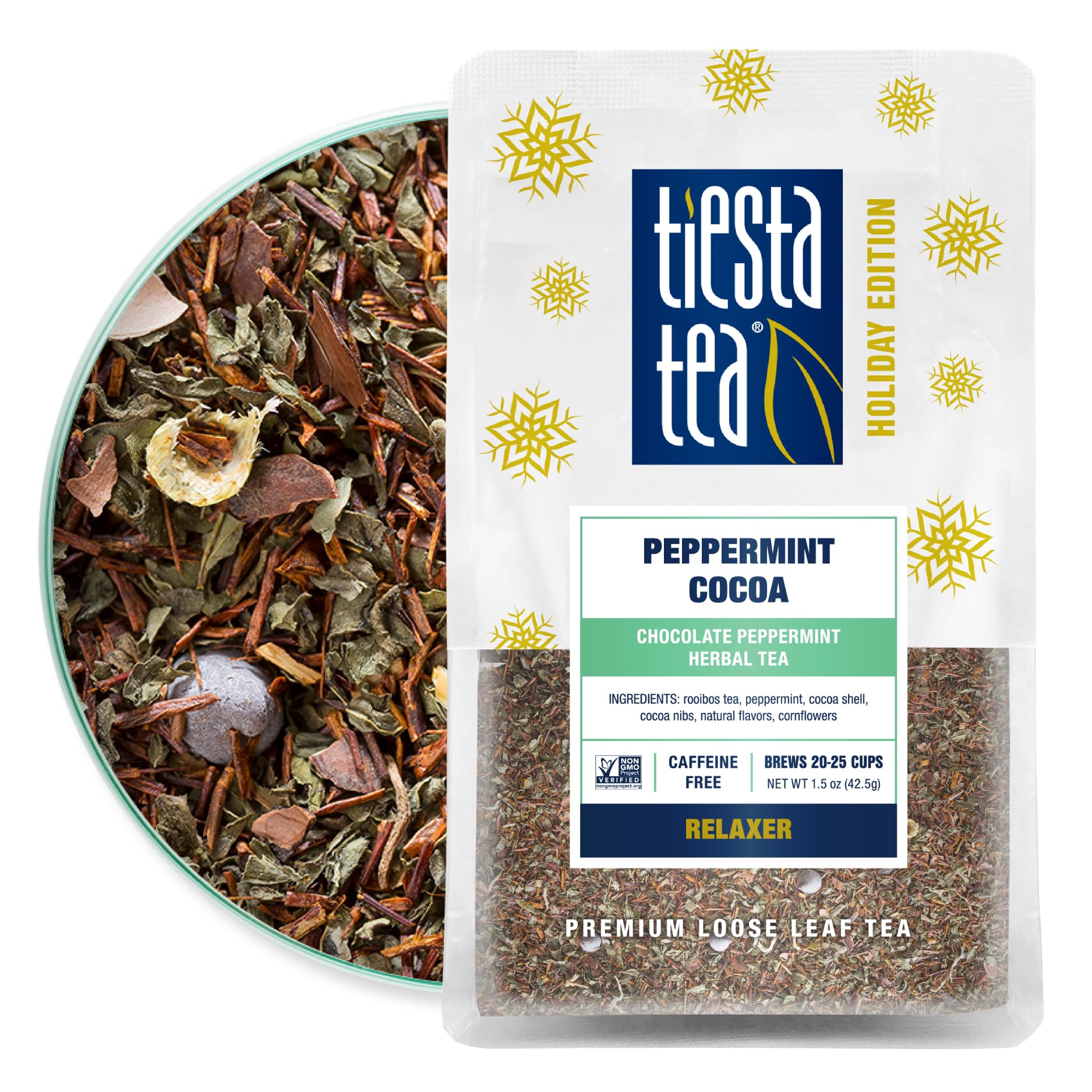 Tiesta Tea - Cozy Peppermint Cocoa, Chocolate Peppermint Herbal Tea, Premium Loose Leaf Tea Blend, Non Caffeinated Holiday Tea,
