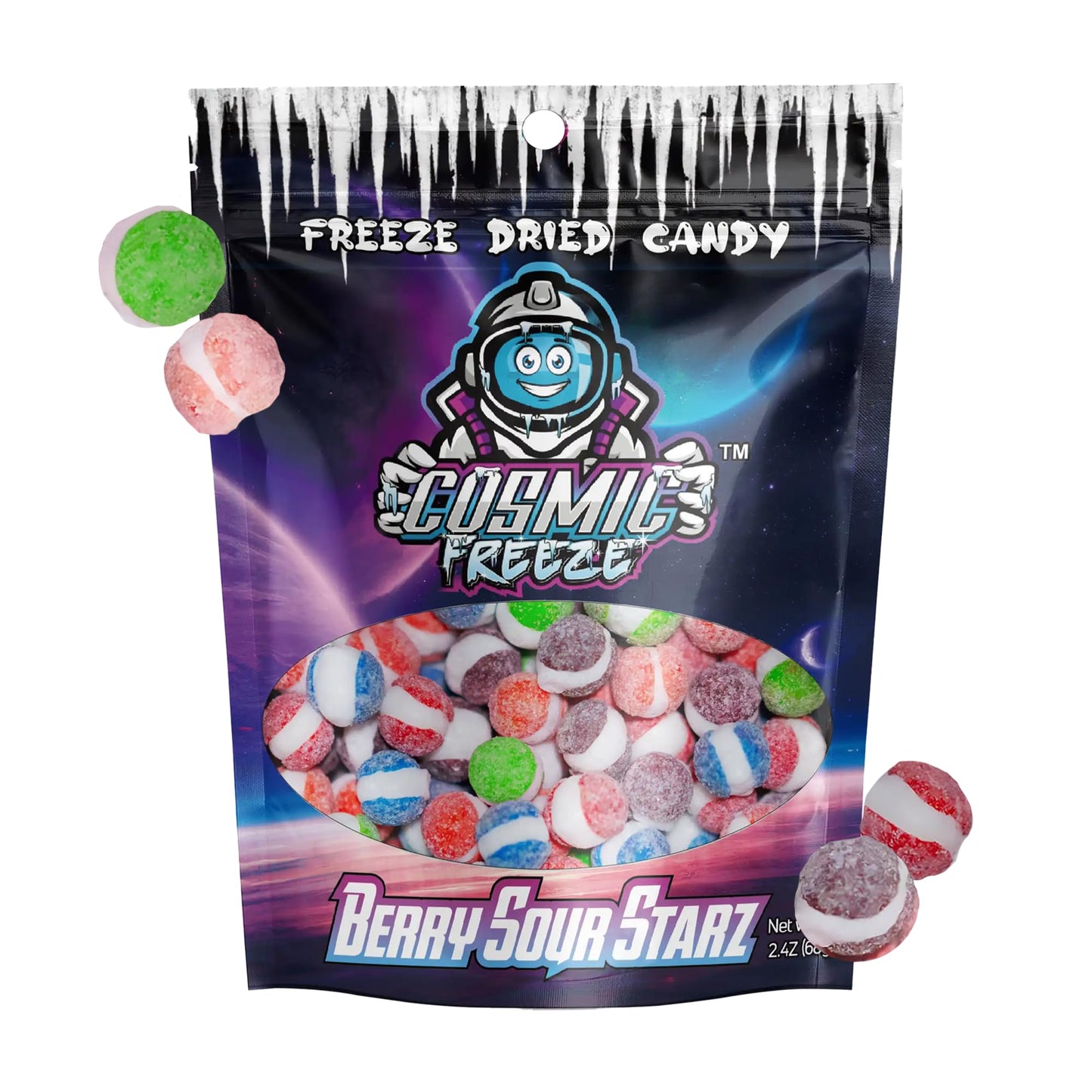 Freeze Dried Candy Sour Starz Crunchy Freeze Dry Candy for Mix-In Snacks, Gluten-Free, Made in USA, 2.4 Oz, 1-pack