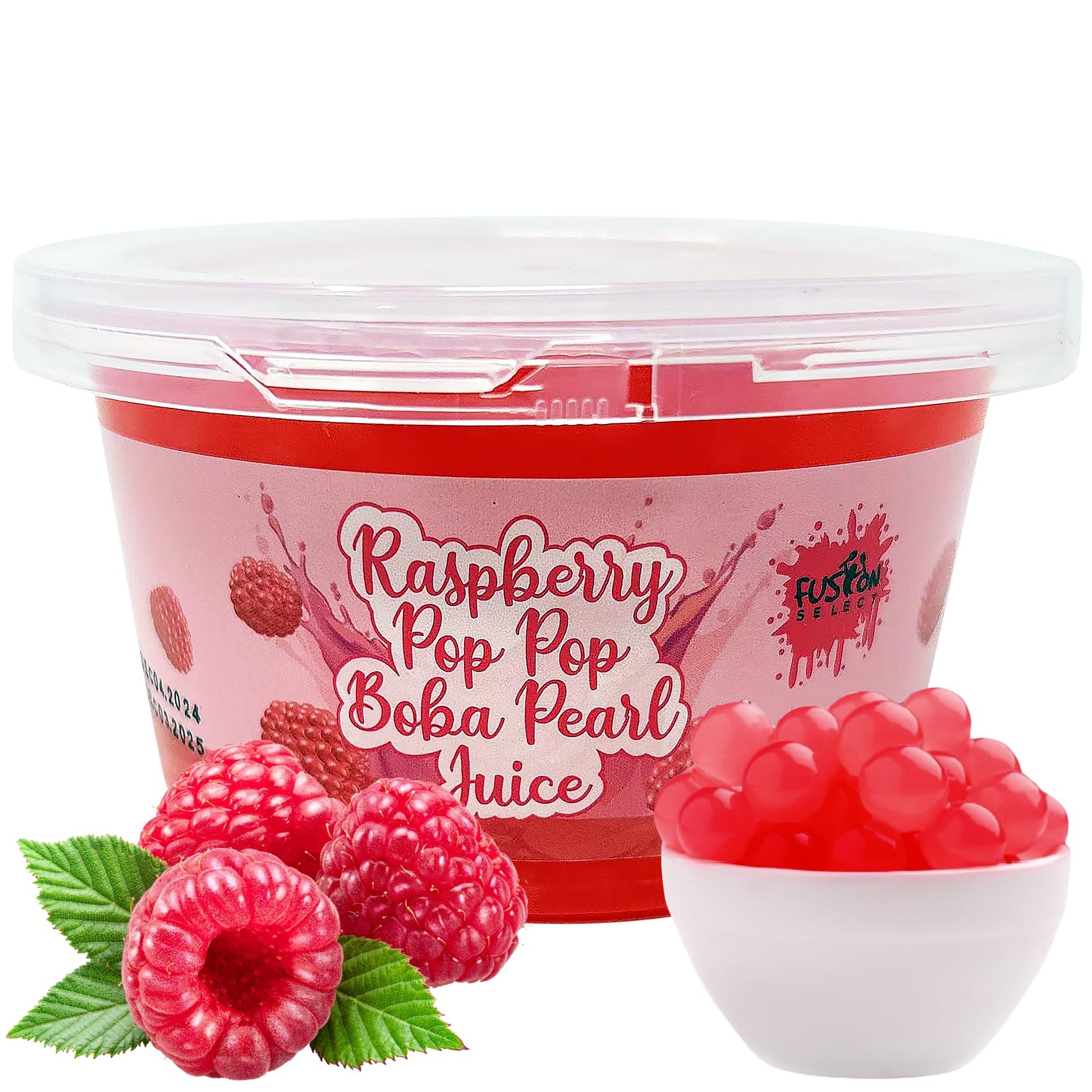 Fusion Select Raspberry Popping Boba Pearls for Fruit Tea Dessert Toppings, 450 Grams