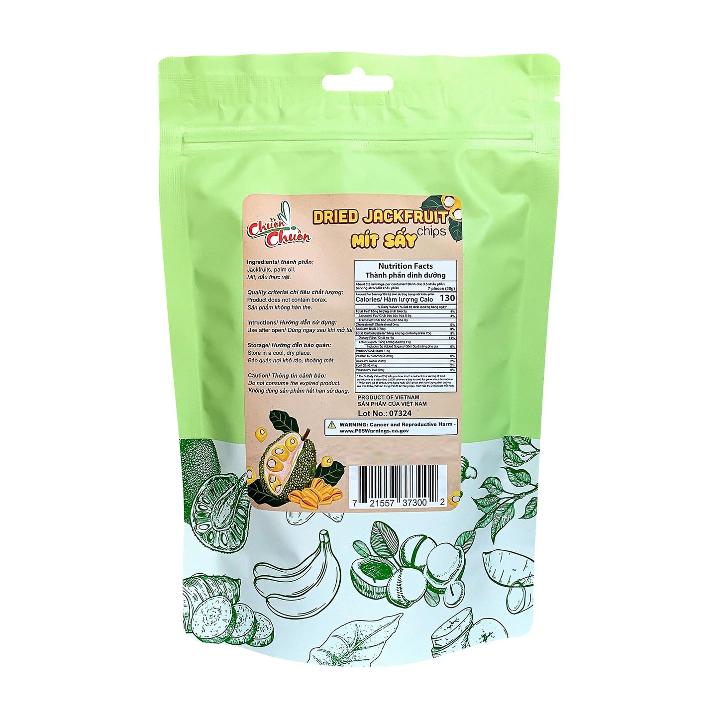Dried Jackfruit Chips - No Preservatives, No Added Sugar, Crunchy & Naturally Sweet, 3.52 Oz (100G) - Healthy Dried Fruit Snack