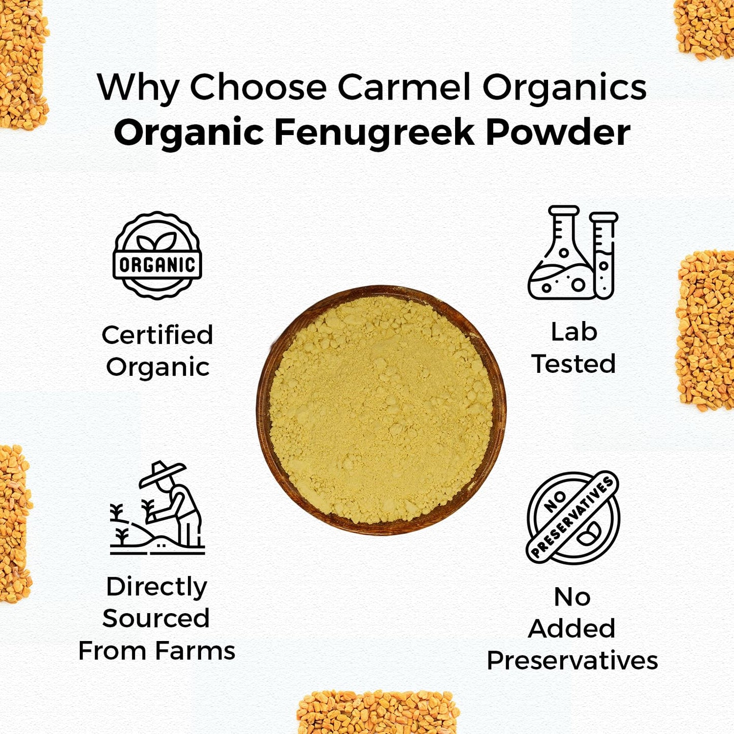 CARMEL ORGANICS Organic Fenugreek Powder, 24 Ounce (1.5 Lb)
