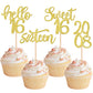 ZHUOWEISM 24PCS Cupcake Toppers Glitter Sweet 16 Decorations Small Gold Bamboo