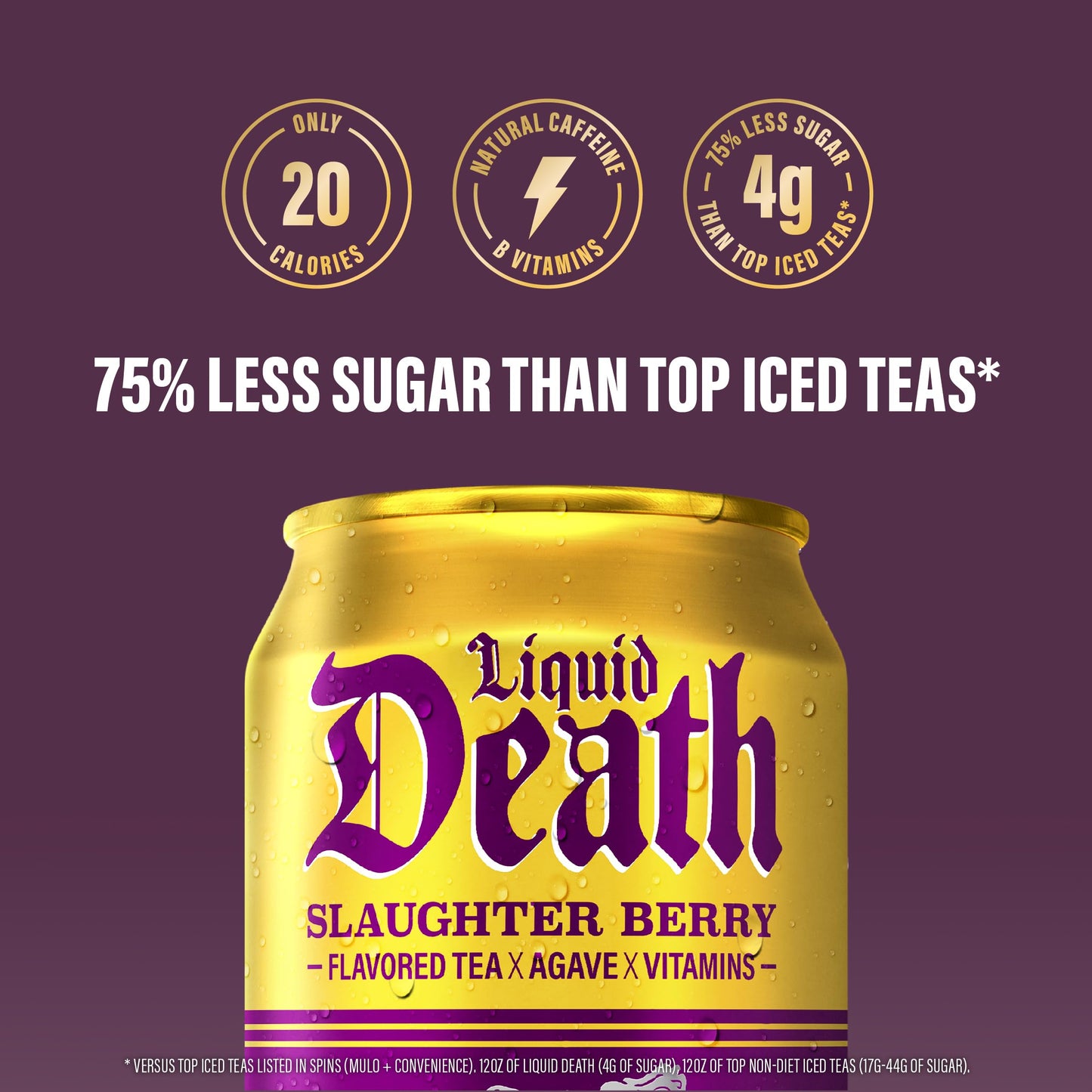 Liquid Death, Slaughter Berry Flavored Iced Tea, 12-Pack (12 Oz Cans), Raspberry Flavored Black Tea, Low Calorie, No Artificial