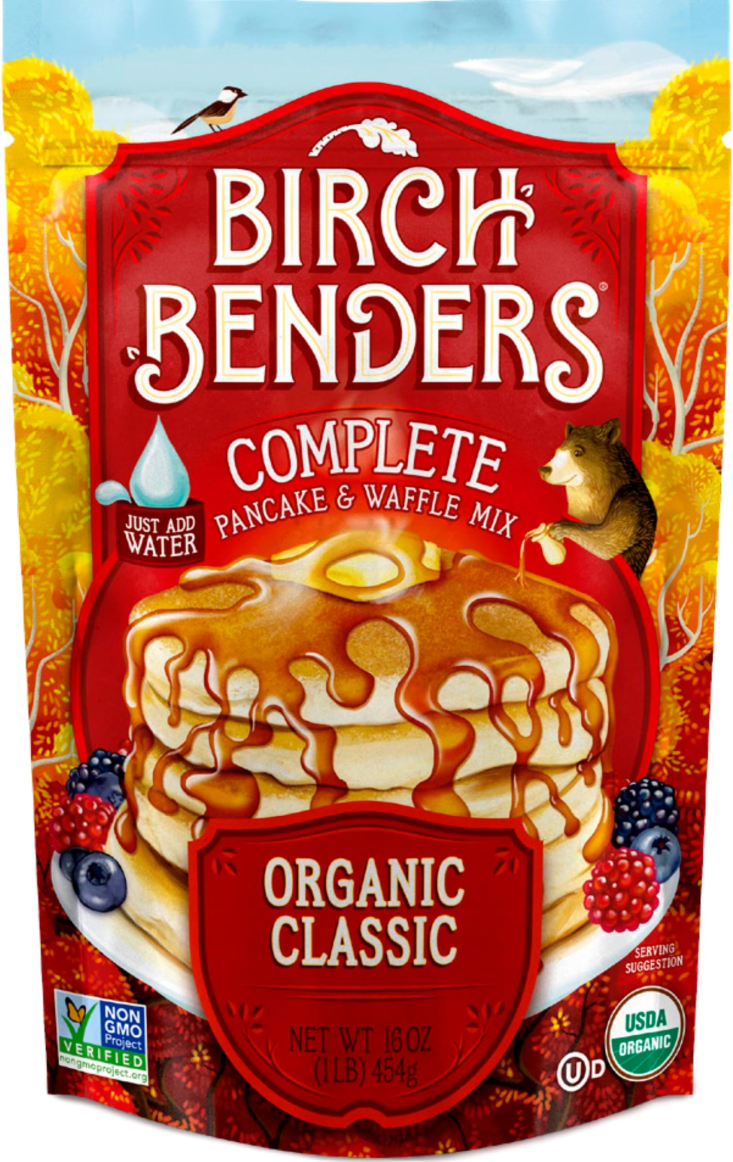 Birch Benders Organic Classic Pancake And Waffle Mix, Non-Gmo, Just Add Water, 16 Oz (Pack Of 6)