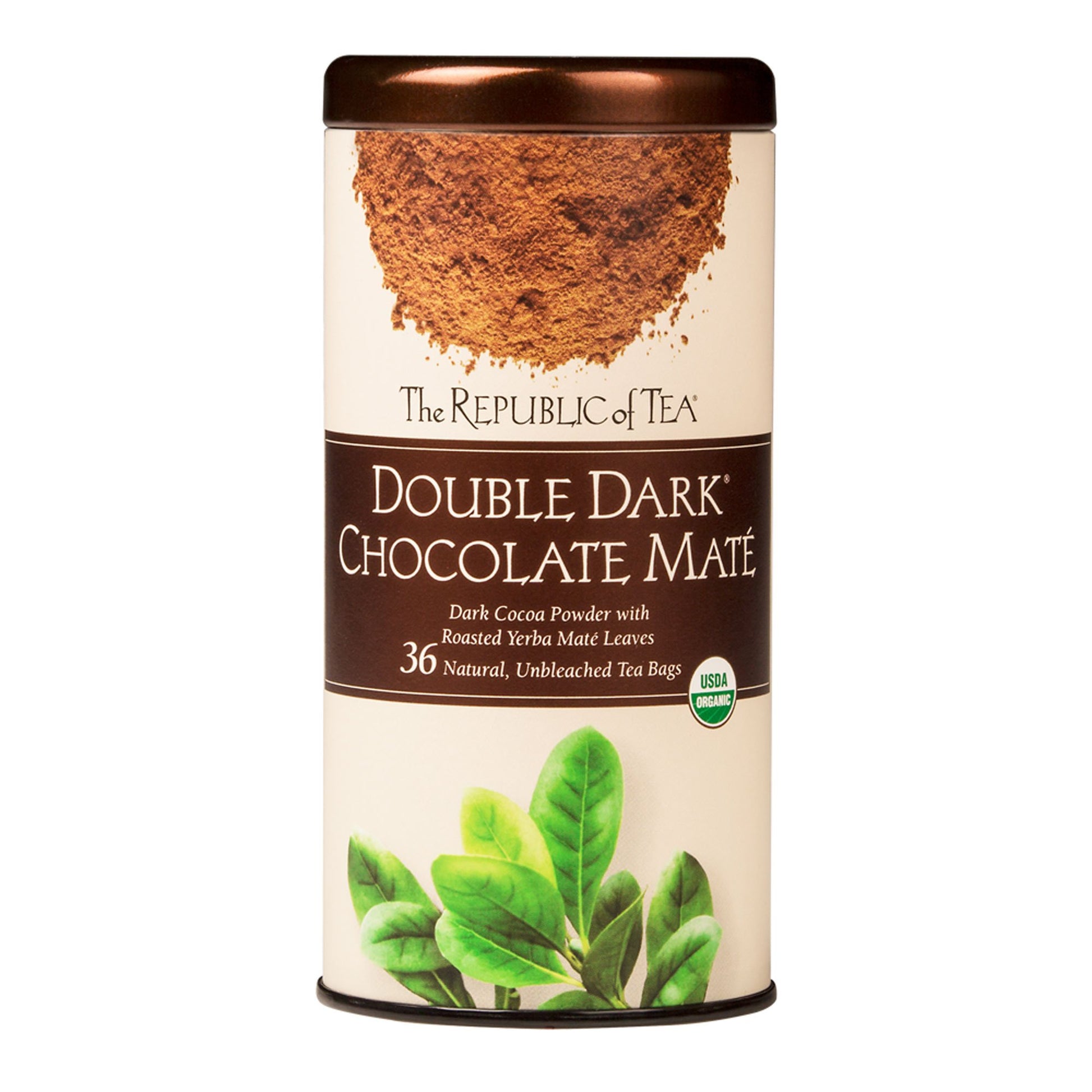 The Republic of Tea - Organic Double Dark Chocolate Mat?  Naturally Caffeinated Yerba Mat?  Steeps 36 Cups