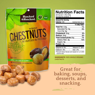 Blanchard & Blanchard Organic Whole Chestnuts Roasted and Peeled (Pack of 12)