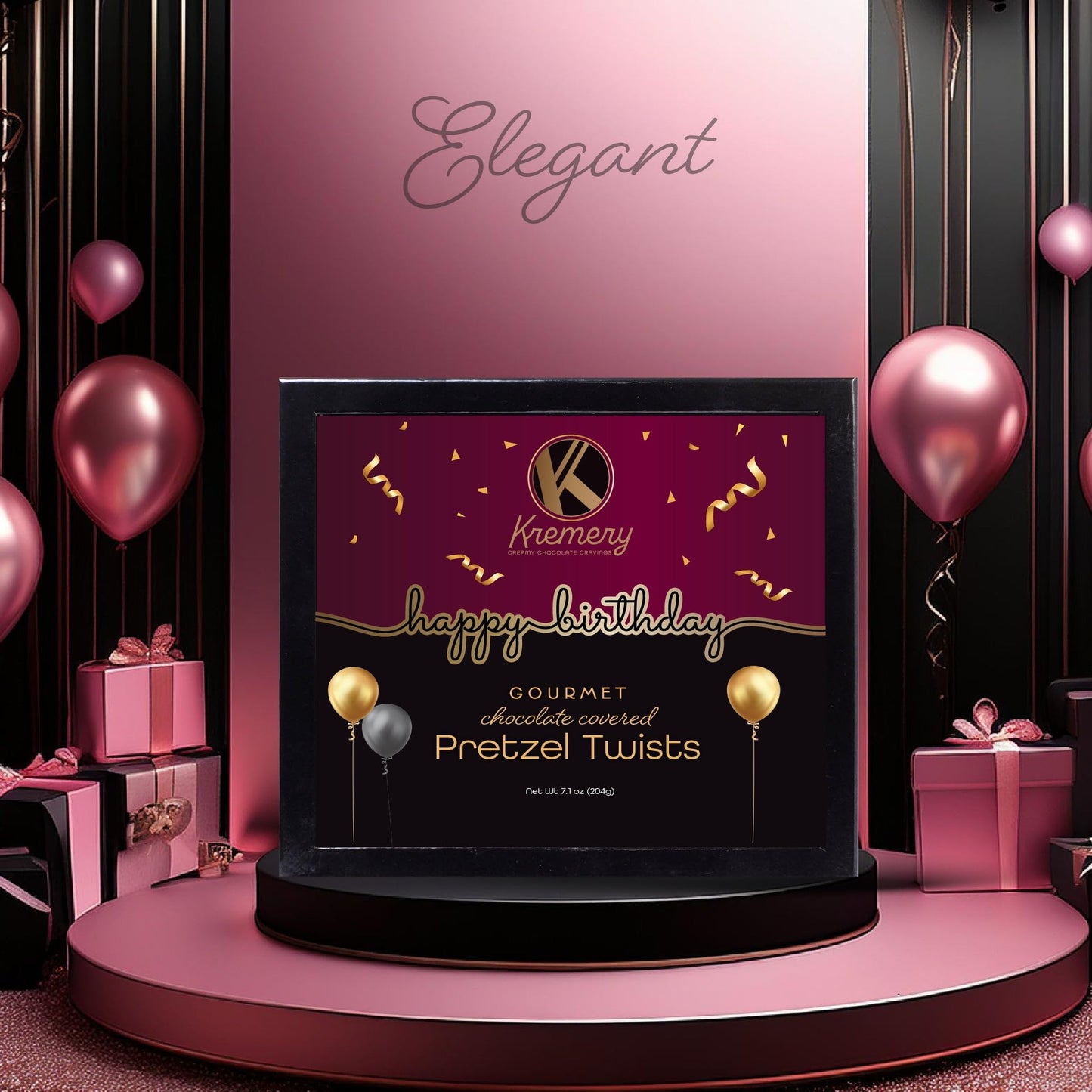 Nut Cravings KREMERY Chocolate Covered Pretzel Twists Gift Basket - 12 Piece Set, Assorted Sweet Toppings, Sectional Gift Box