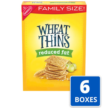 Wheat Thins Reduced Fat Whole Grain Wheat Crackers, Family Size, 6 - 14.5 Ounce Boxes (Pack of 6)