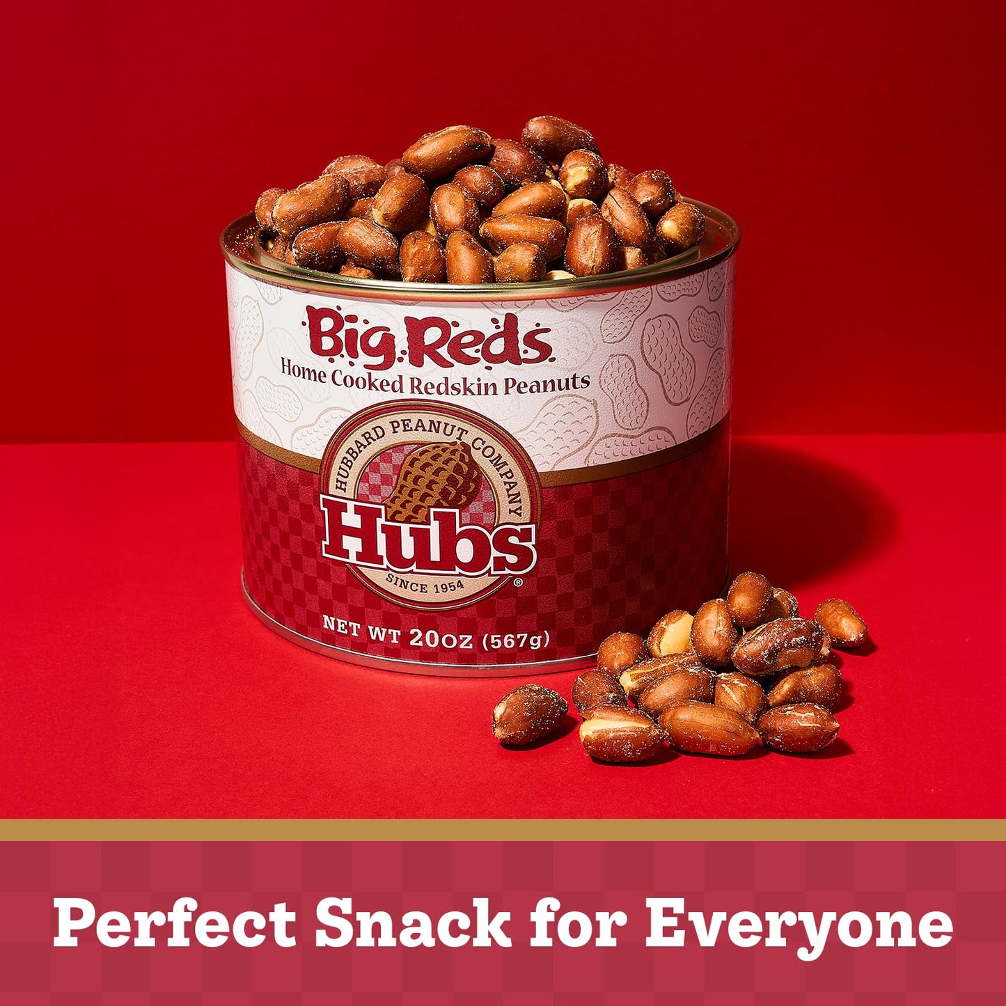Hubbard Peanut Company Hubs Peanuts - Premium Virginia Nuts, Salted, Vegan, Keto Friendly, 2 Packs of 20 oz Cans