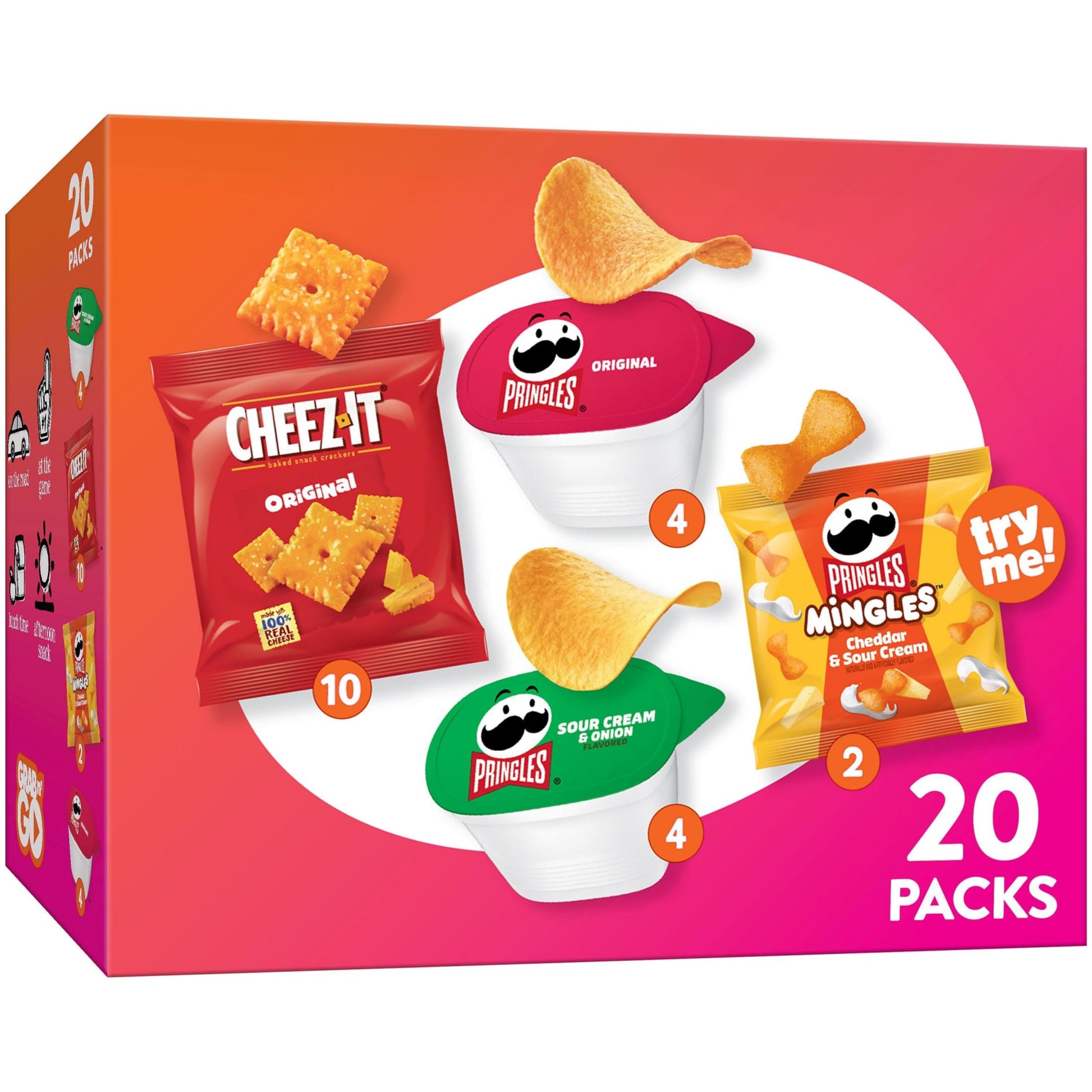 Cheez-It and Pringles Snacks, Grab and Go, Variety Pack, 17.04oz Box (20 Count)