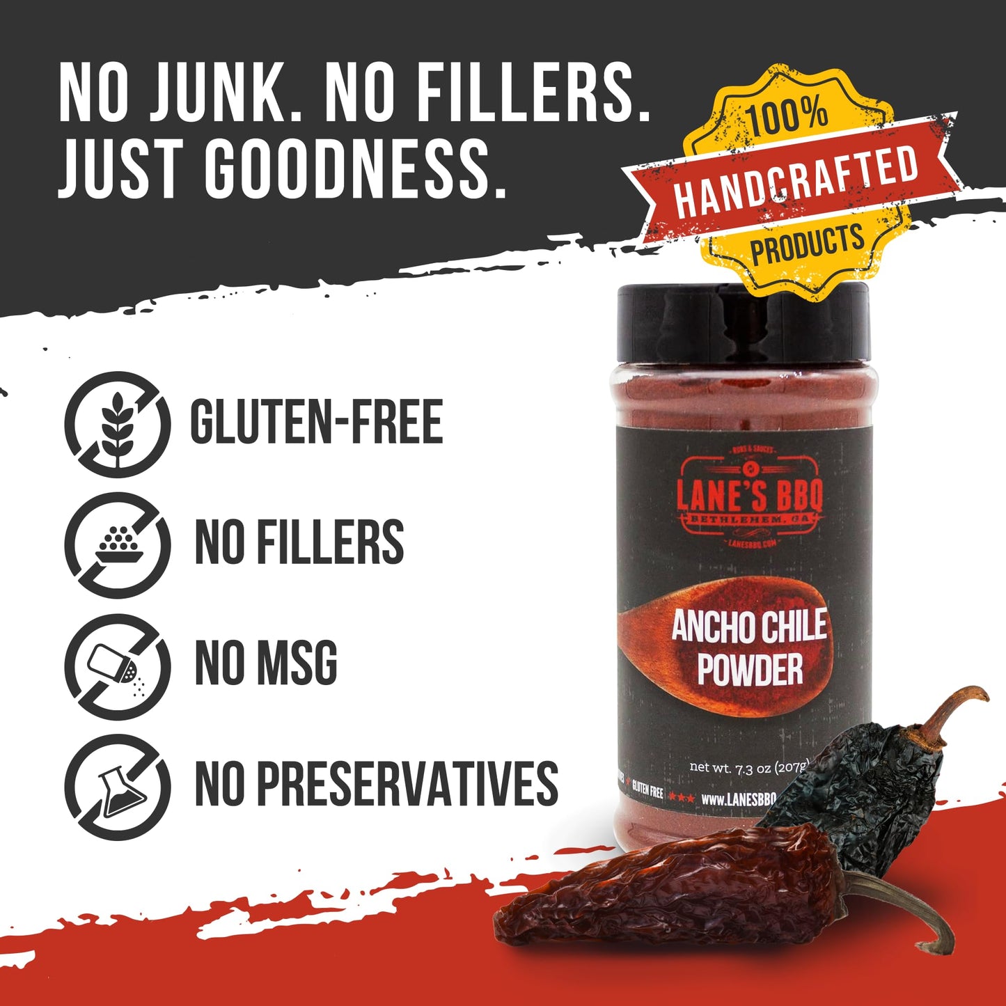 Lane's Ancho Chile Powder Spice, All-Natural Ancho Chili Powder Seasoning with Sweet & Smoky Ancho Chiles Flavor, No Preservativ