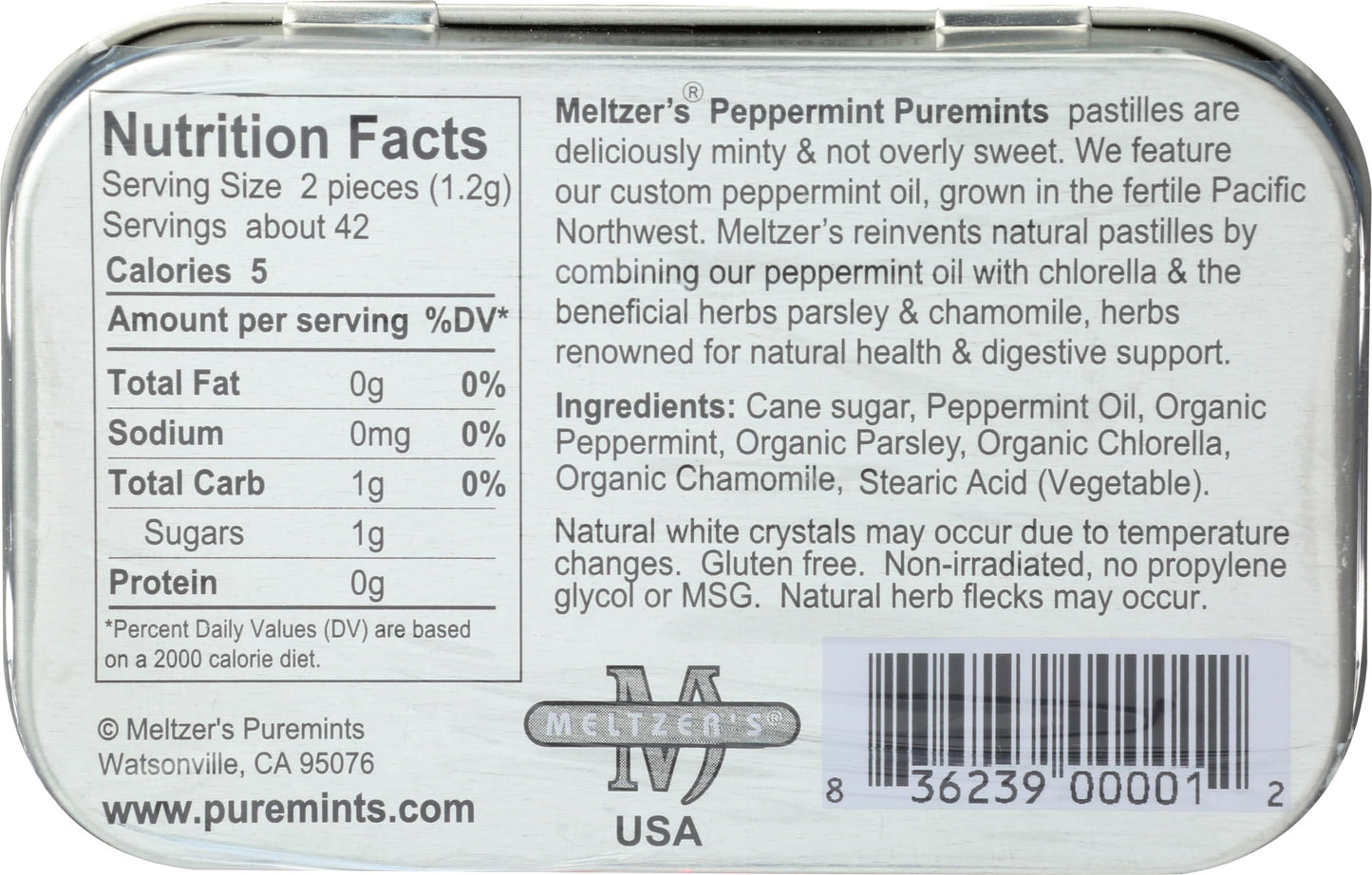 Meltzer'S Peppermint Puremints, 1.76 Oz