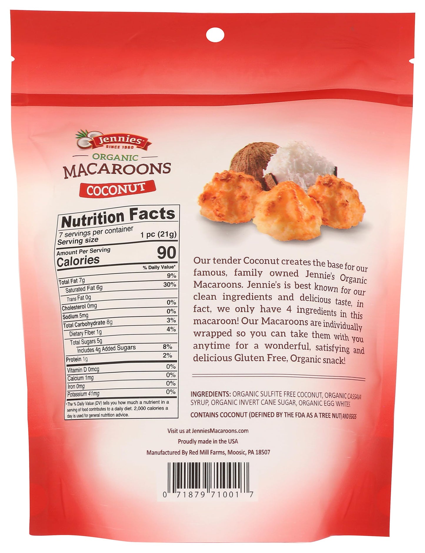 Jennies Macaroons coconut Organic 5.25 Ounce