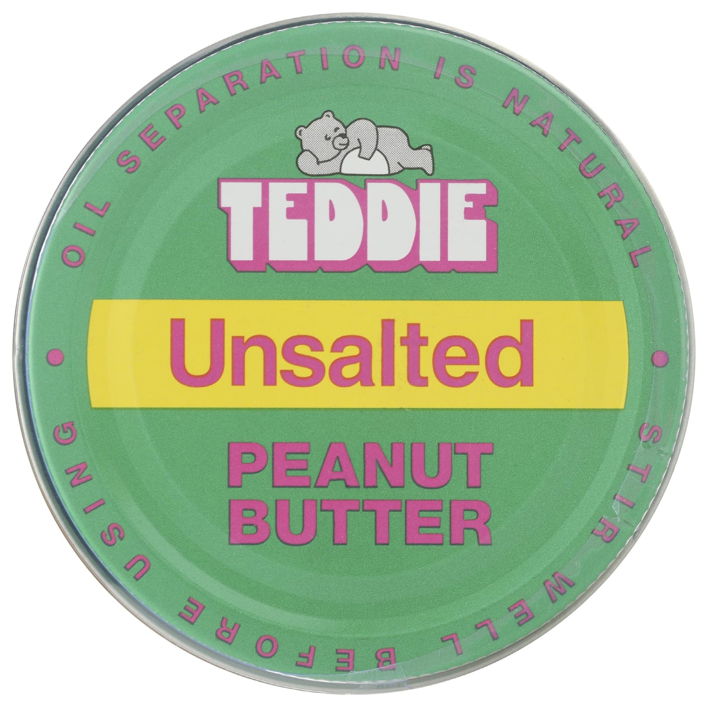 Teddie All Natural Peanut Butter, Smooth Unsalted, Gluten Free & Vegan, 16 Ounce Glass (Smooth Unsalted, Pack of 1)