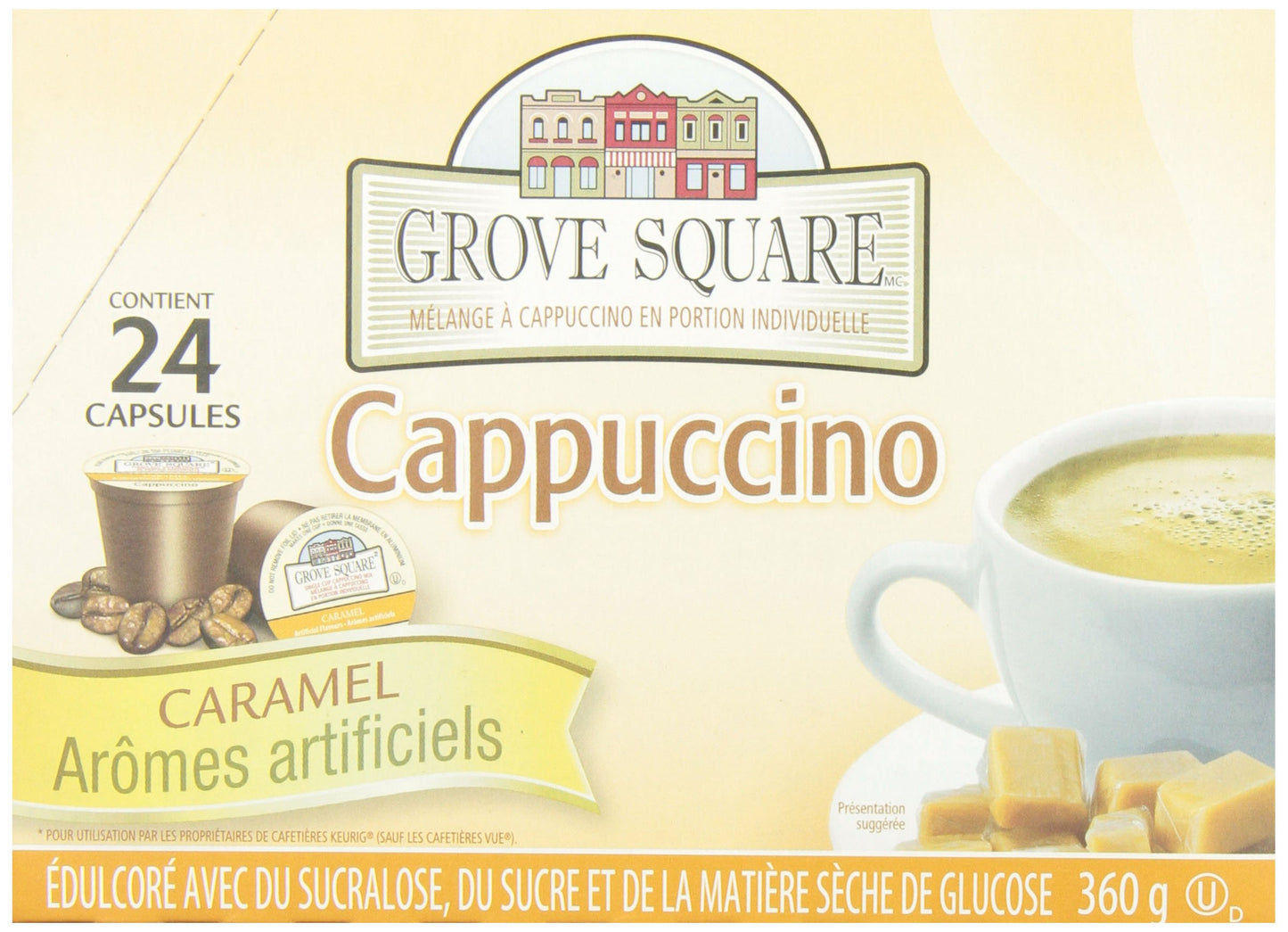 Grove Square Cappuccino, Caramel, 24 Single Serve Cups By Grove Square Cappuccino
