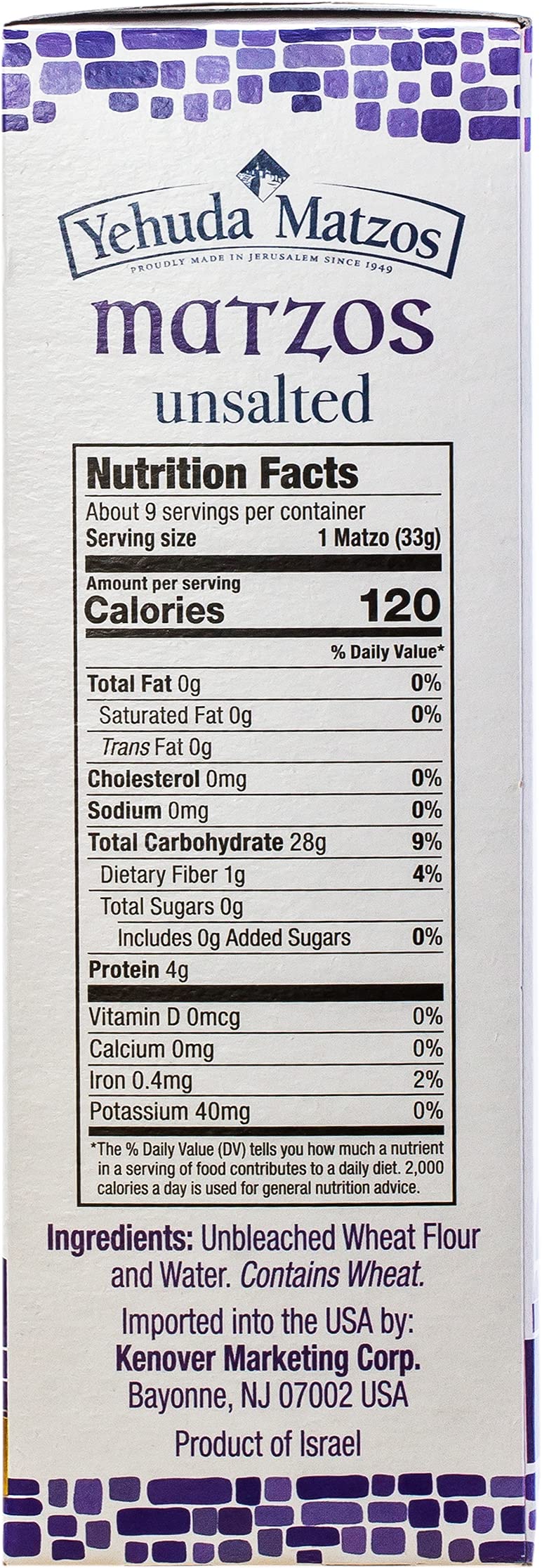 Yehuda Unsalted Matzo Thins, 10.5Oz (3 Pack) Airy, Crisp & Delicious Matzah Crackers | Kosher For Passover